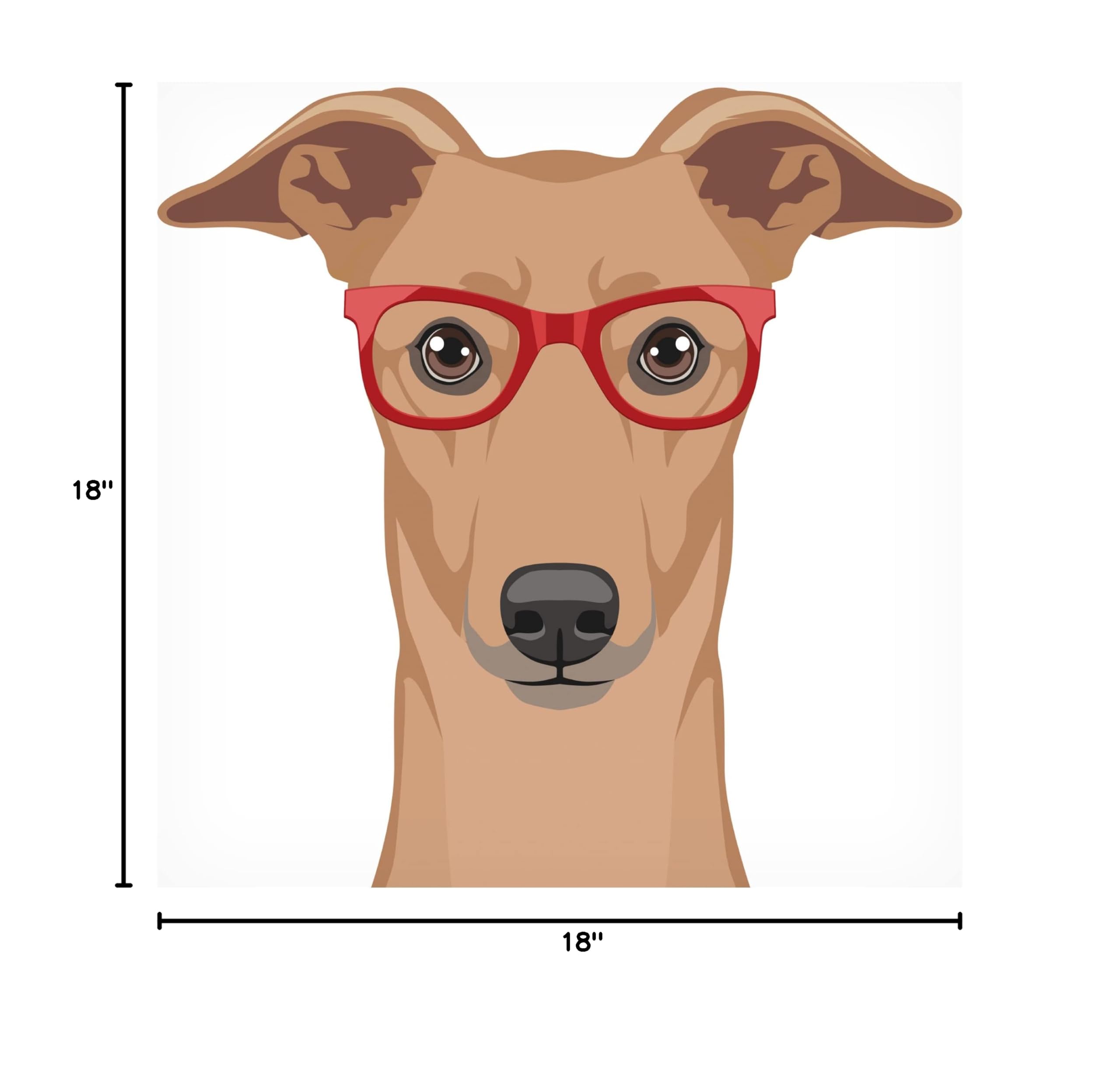 Trademark Fine Art 'Greyhound Wearing Hipster Glasses' Canvas Wall Art Print - Modern Dog Lover Decor for Living Room, Bedroom & Office