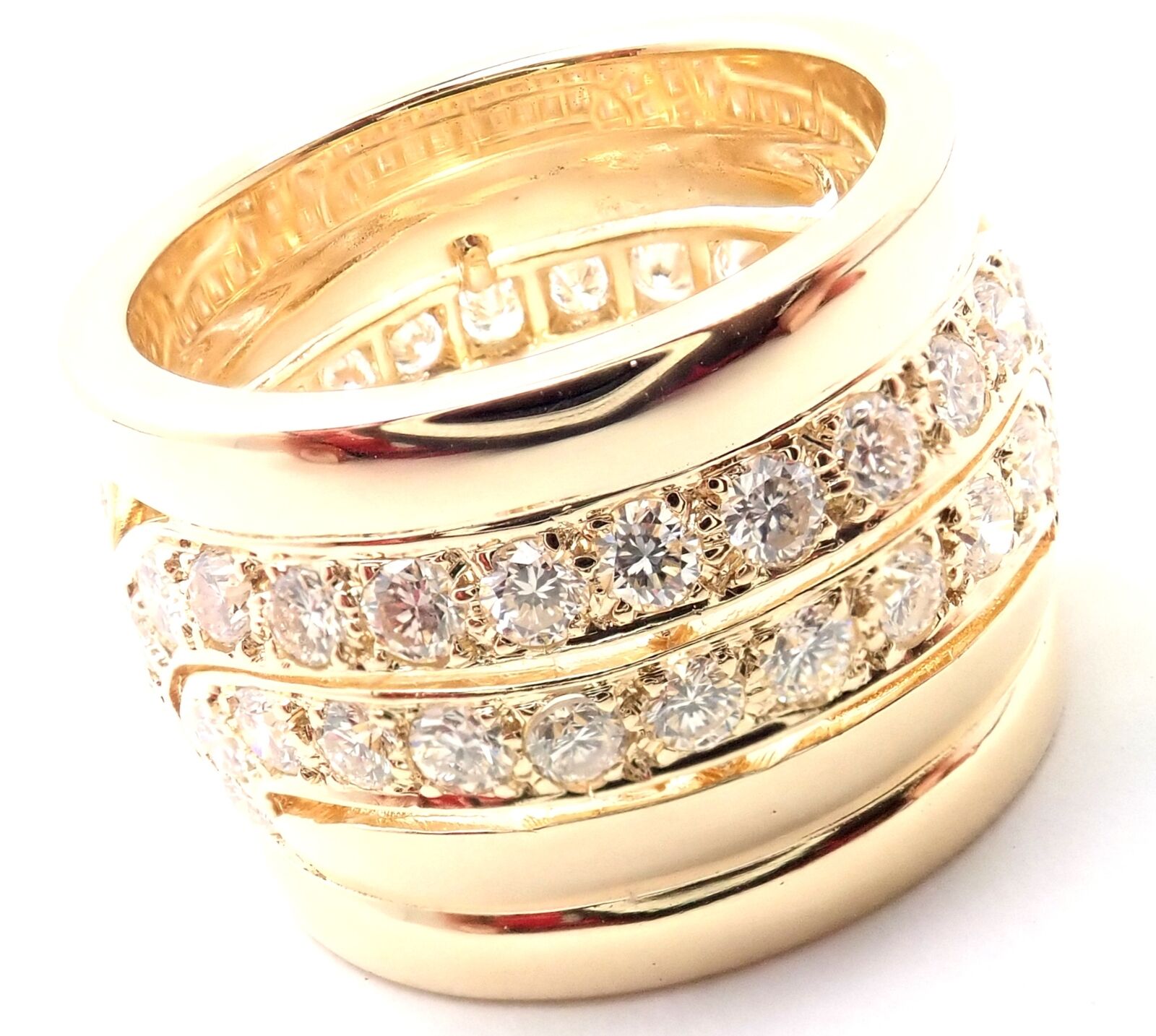 Authentic Cartier 18K Yellow Gold Diamond Wide Band Ring - Size 51 (US 5.75) - Luxury Wedding Band for Women, Perfect for Engagement, Anniversary & Special Occasions