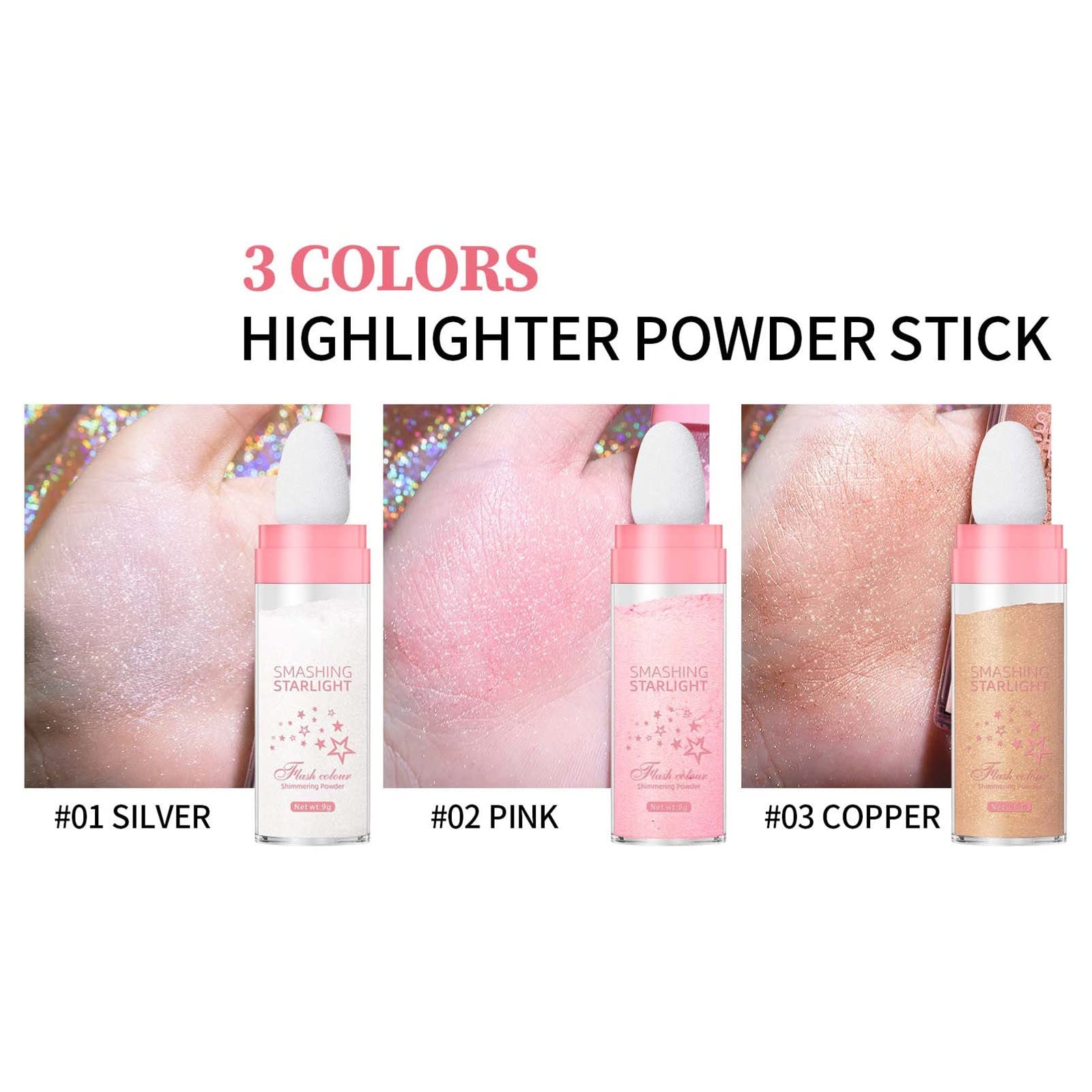 Natural Loose Diamond Powder - 3 Color Blush & Highlighter for Face & Body | Shimmering Pearly Glitter Makeup for Cheeks, Contouring & Fairy Glow | Perfect for Daily Wear, Parties & Special Occasions