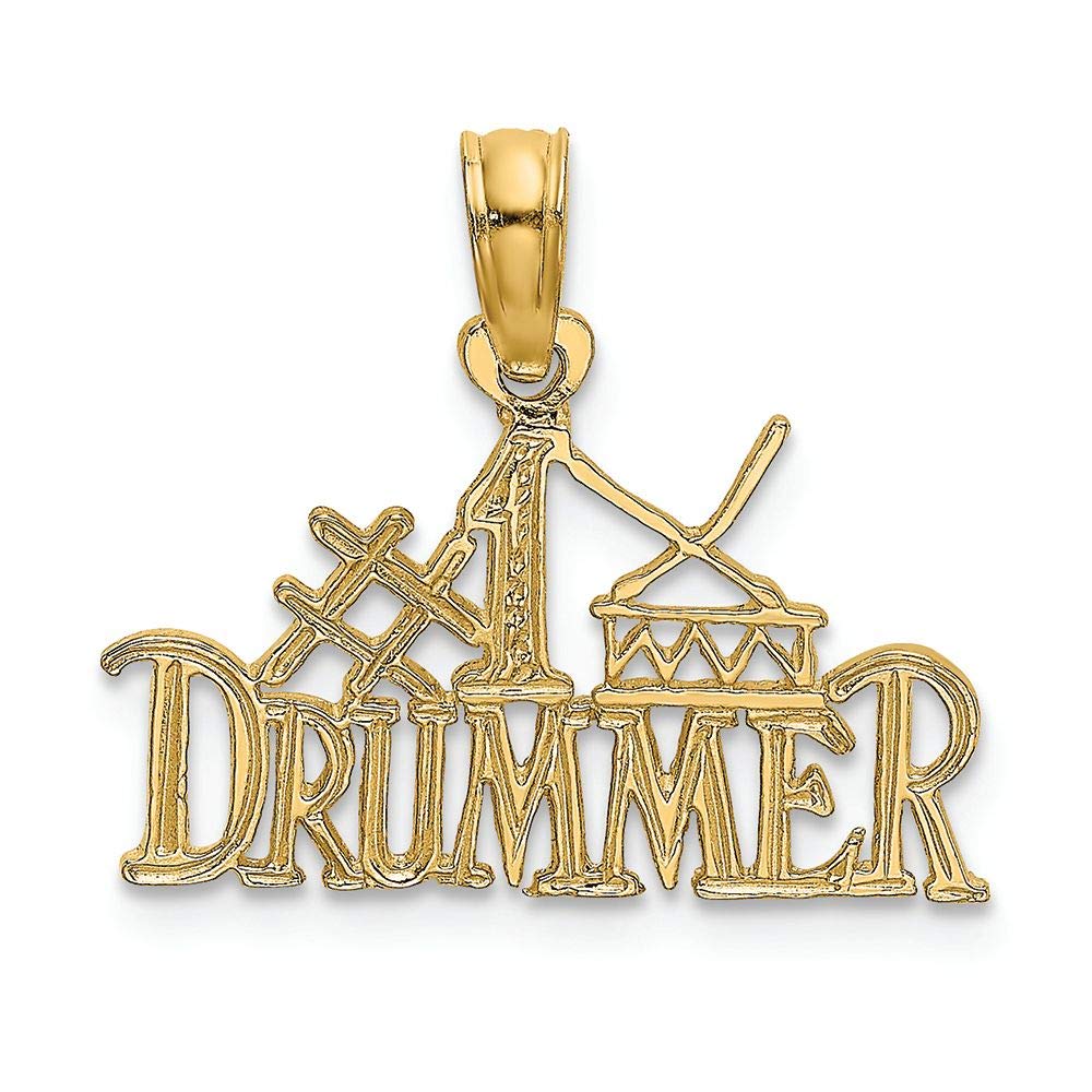 14K Yellow Gold Drummer Charm Pendant - FJC Finejewelers - Perfect for Musicians, Jewelry Lovers & Gift Giving