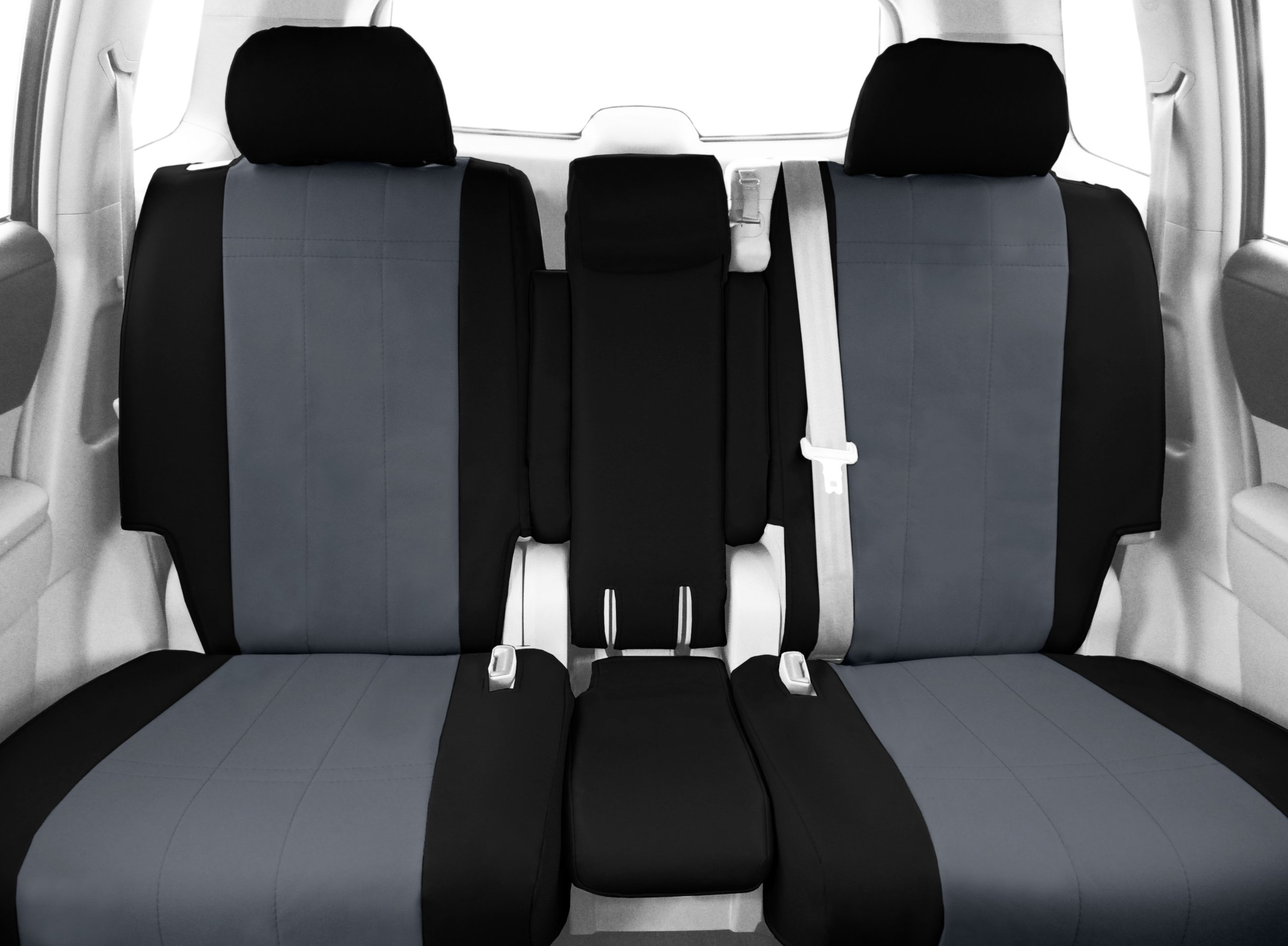 CalTrend DuraPlus Car Seat Covers for 2009-2010 Ford F-150 & F-450 - Charcoal Insert with Black Trim - 40/20/40 Split Bench Front Seat Protectors | Easy Installation, Durable Protection for Trucks, Work Vehicles & Daily Commutes