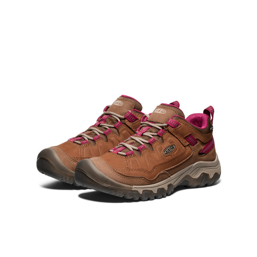 Women's Targhee IV Waterproof Hiking Shoes - Bison/Beaujolais Color | Lightweight & Durable Trail Running Shoes for Outdoor Adventures & Mountain Trekking