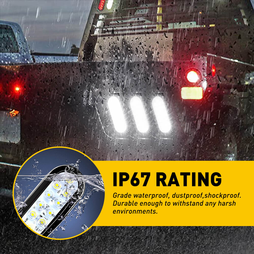 6 Inch 10 LED Oval Tail Lights Kit with 3 Pin Waterproof Plug - Red Rear Reverse Brake Lights for Trucks, Trailers, Boats & RVs - Waterproof & Durable for All Weather Conditions