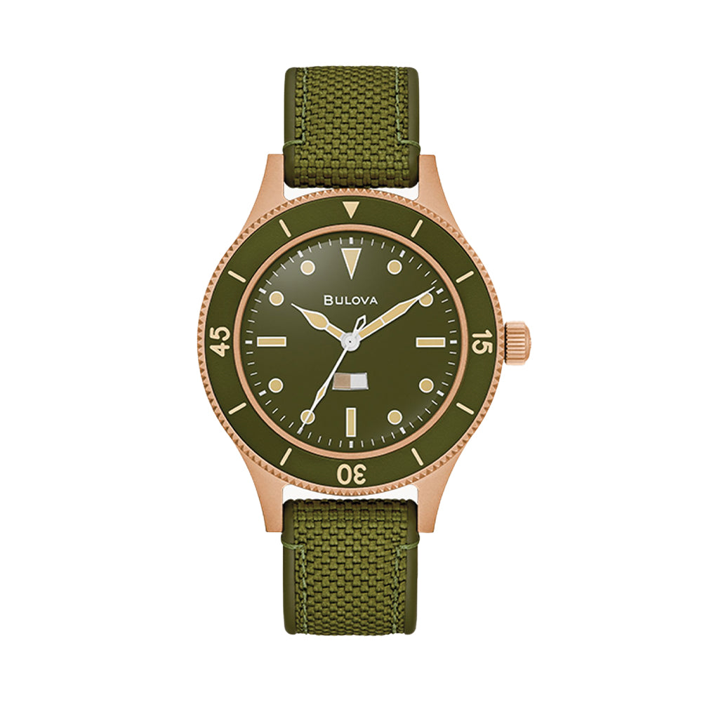 MIL SHIPS Bronze Special Edition 41mm Green Dial Watch with Leather Strap - Perfect for Diving, Casual Wear & Outdoor Adventures
