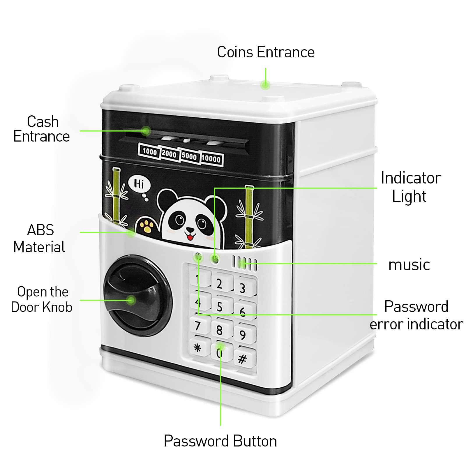 Electronic Password ATM Piggy Bank for Kids - Cute Money Saving Box with Auto Scroll for Coins & Bills - Best Gift for Boys & Girls - Perfect for Birthday, Allowance Savings & Financial Learning