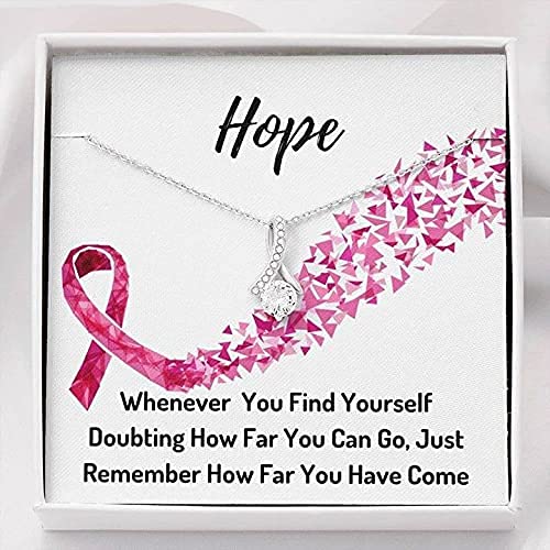 Sterling Silver Breast Cancer Ribbon Necklace - Strength Gift for Support & Awareness, Perfect for Birthdays & Xmas