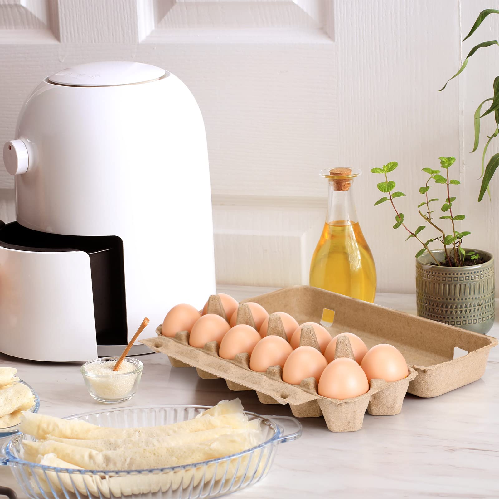 400 Pcs Blank Paper Pulp Egg Cartons - 1 Dozen Egg Containers, Eco-Friendly Cardboard Egg Trays for Kitchen, Farm, Market & Home Egg Storage (2x6 Style) - Perfect for Fresh Eggs, Farmers Markets & Sustainable Packaging