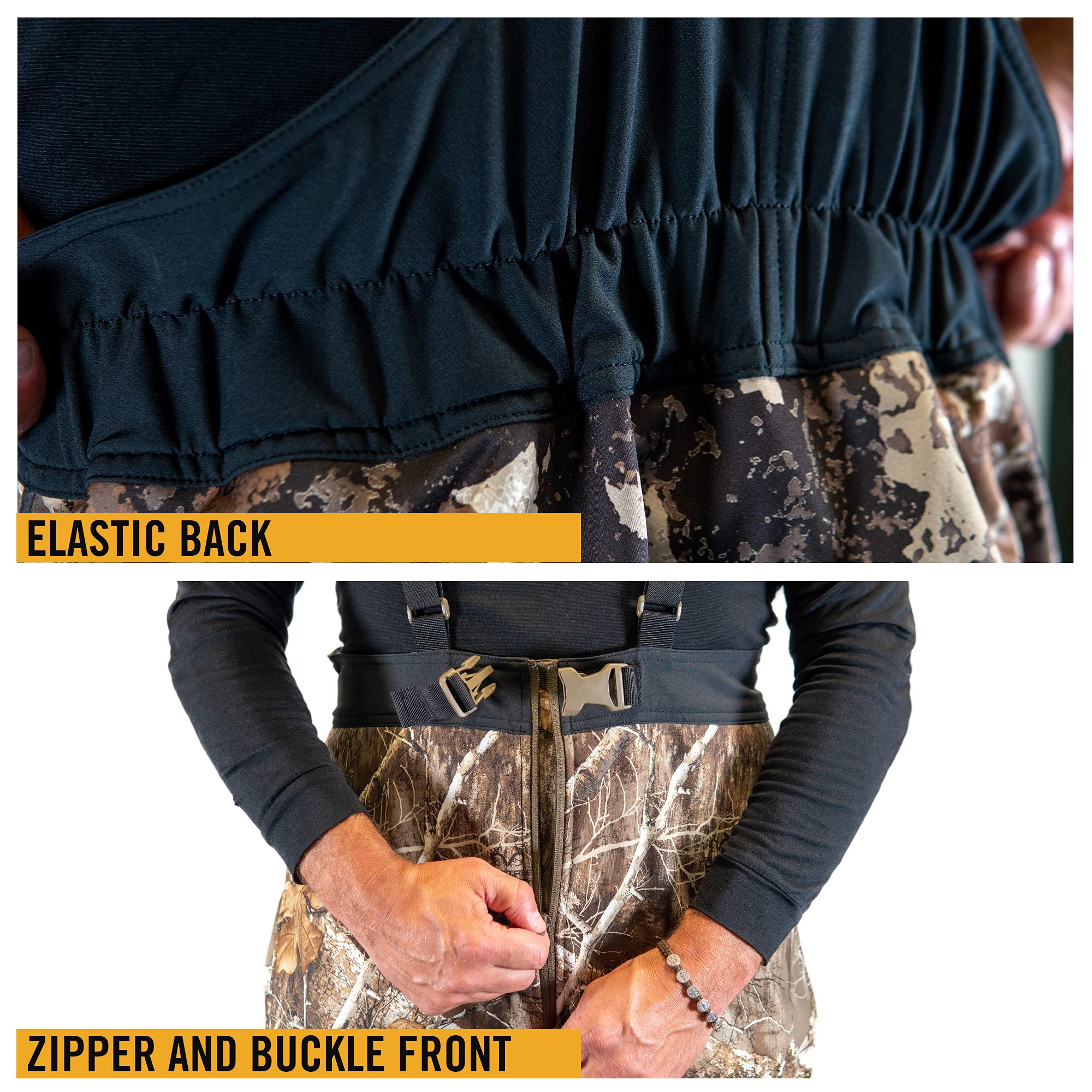 HOT SHOT Men’s Camo Softshell Hunting Bib - Adjustable Stretch Midweight Water Resistant Windproof Fleece Lined Coveralls for Cold Weather Hunting & Outdoor Activities