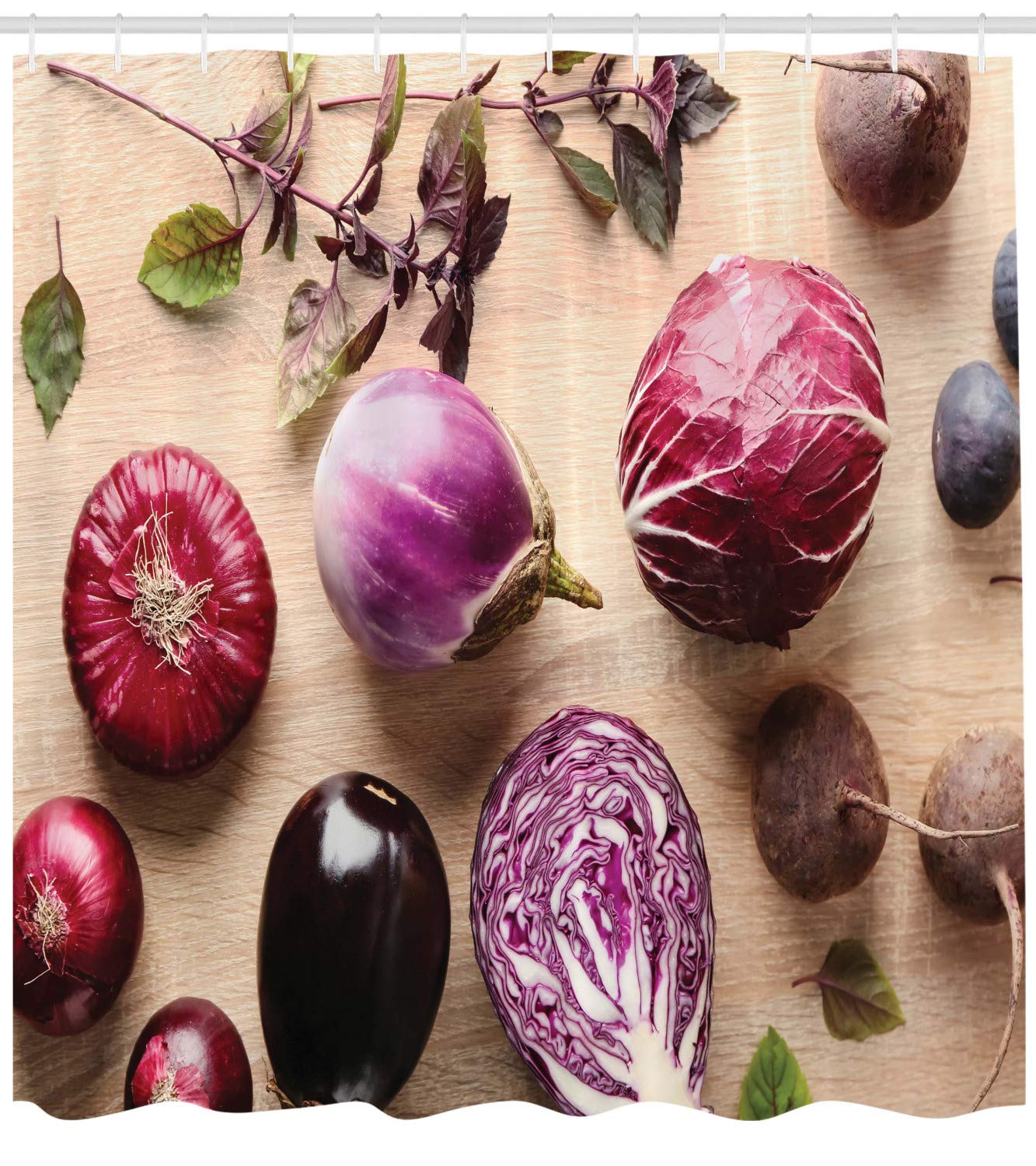 Ambesonne Natural Color Shower Curtain - Healthy Food Print with Fresh Vegetables & Figs - 105