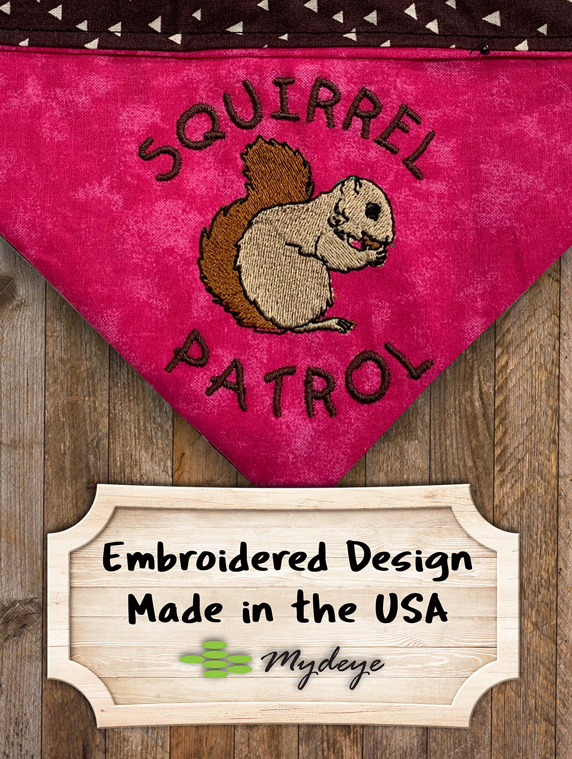Pink Squirrel Patrol Dog Bandana - Embroidered Personalized Over-the-Collar Pet Bandana for Small Medium Large Dogs - Perfect for Outdoor Adventures, Walks & Pet Photoshoots