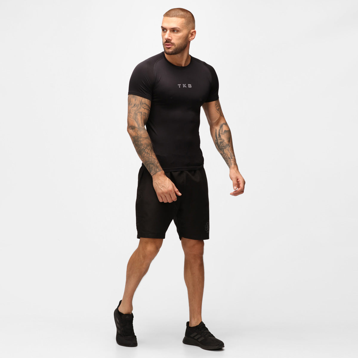 TKB Men's Black Performance Seamless T-Shirt - Moisture Wicking & Breathable Workout Tee for Gym, Running & Casual Wear