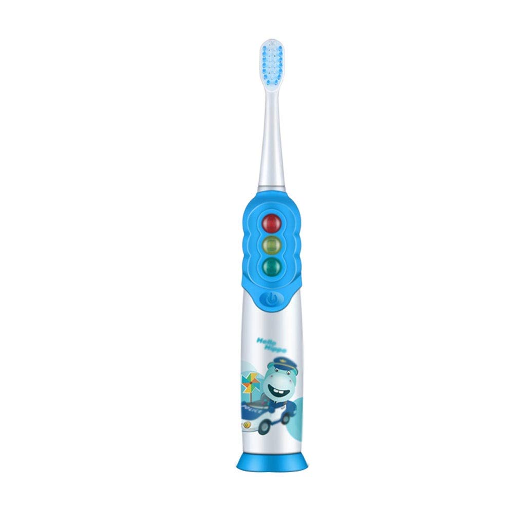 Kids Electric Toothbrush with Soft Bristles - 2-Minute Smart Timer, IPX7 Waterproof, Battery-Powered Oral Care for Girls & Boys Ages 3-12 (Blue) - Perfect for Daily Brushing Routine & Travel Use