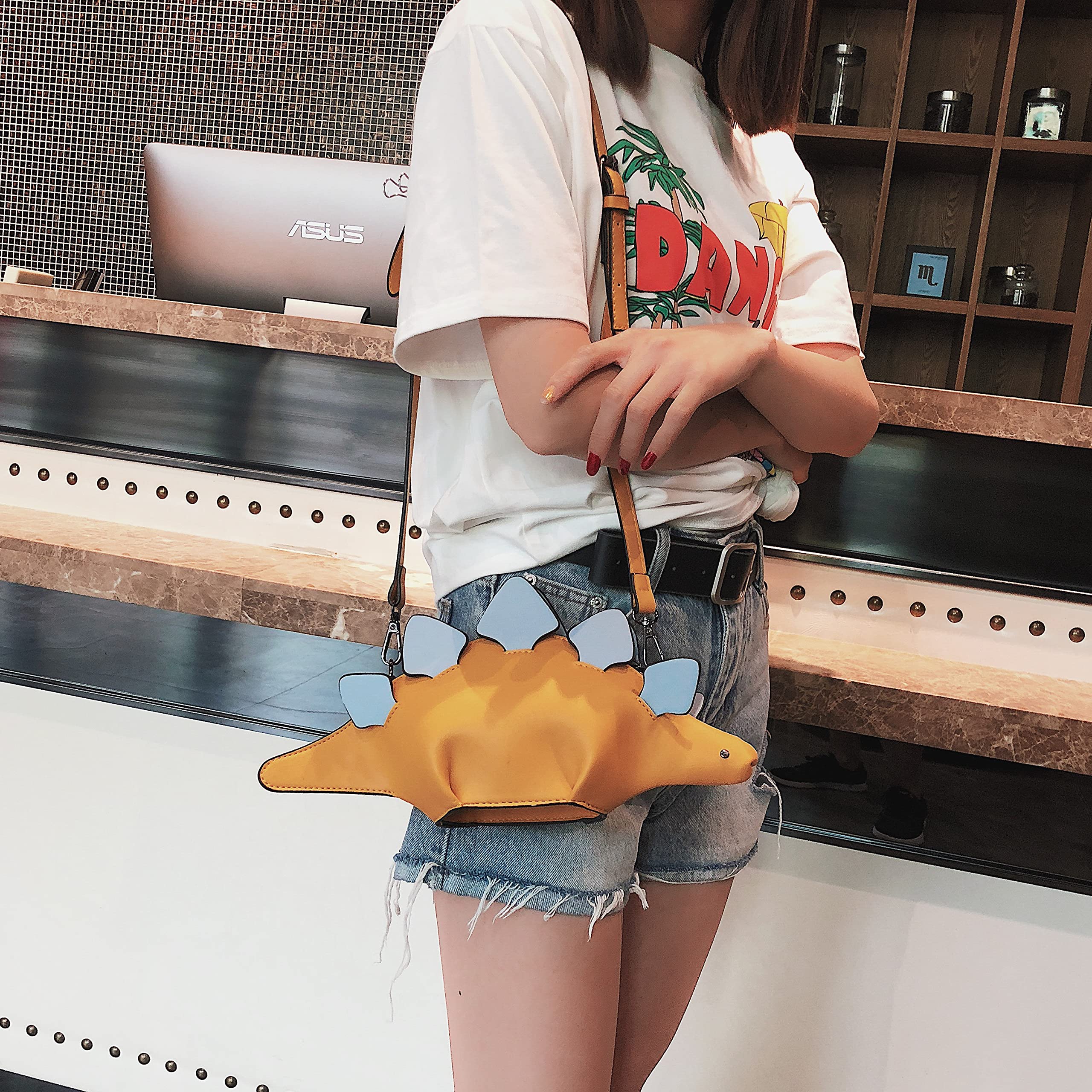 Dinosaur Shoulder Bag for Women - PU Leather Stegosaurus Crossbody Purse for Girls & Teens | Trendy Dinosaur-Themed Accessory for School, Travel & Casual Outings