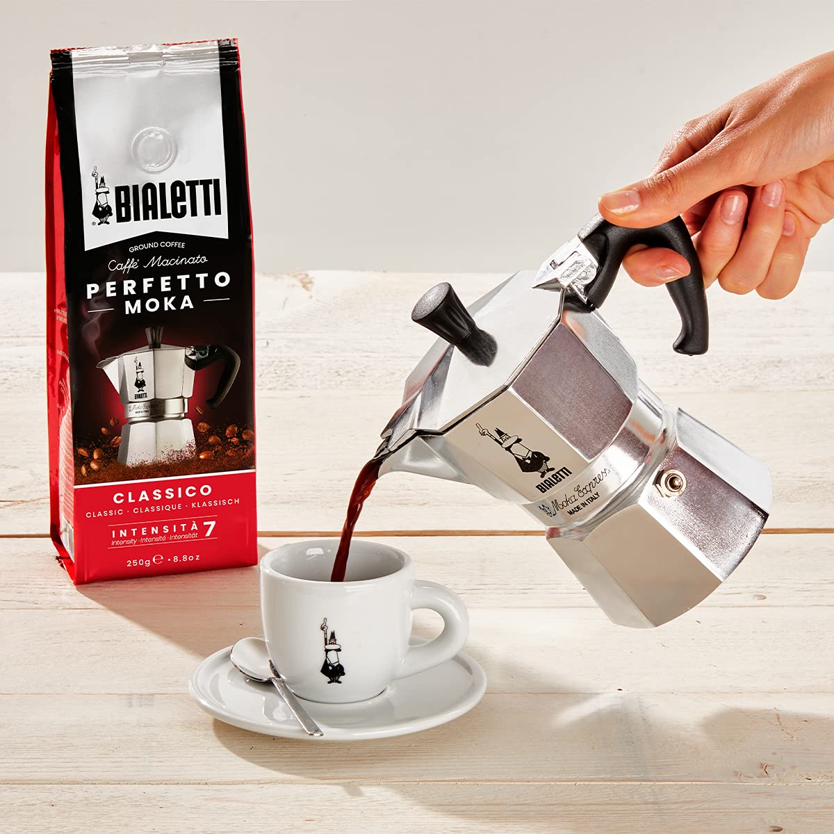 Bialetti Moka Express 6-Cup Stovetop Espresso Maker - Italian Coffee Pot for Induction & Gas Stoves - Perfect for Home Brewing, Camping & Gifts
