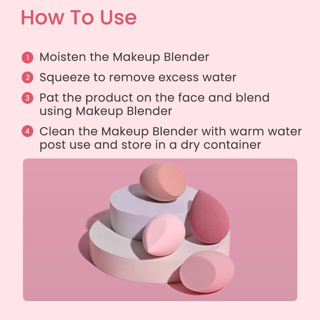 Gleva 4Pcs Beauty Blender Sponge Set - Soft Egg Shaped Makeup Sponge for Flawless Liquid Foundation, Cream & Powder Application | Wet & Dry Makeup Blender for Women & Girls | Perfect for Daily Makeup, Contouring & Professional Use (Multicolor)