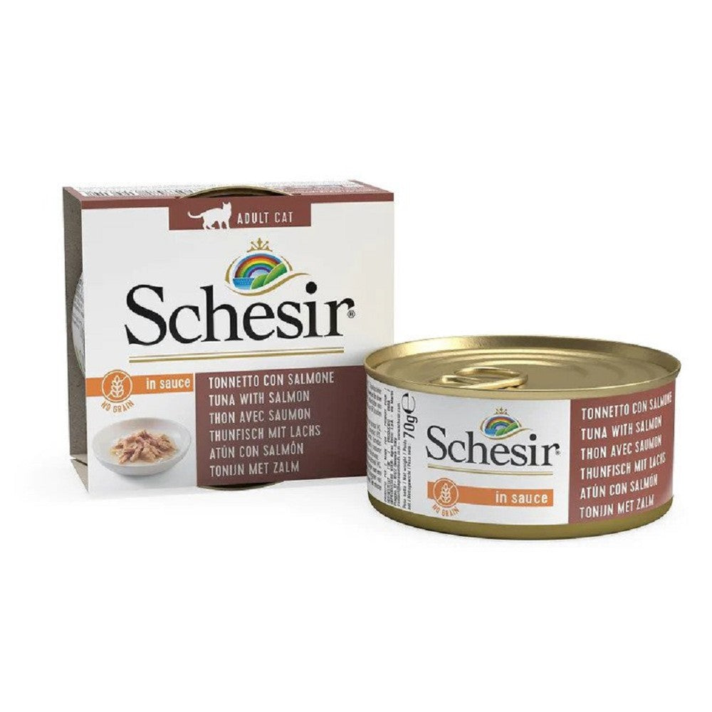 Grain-Free Tuna & Salmon in Sauce Wet Cat Food - Complete & Balanced Nutrition for Adult Cats - Perfect for Picky Eaters & Sensitive Stomachs