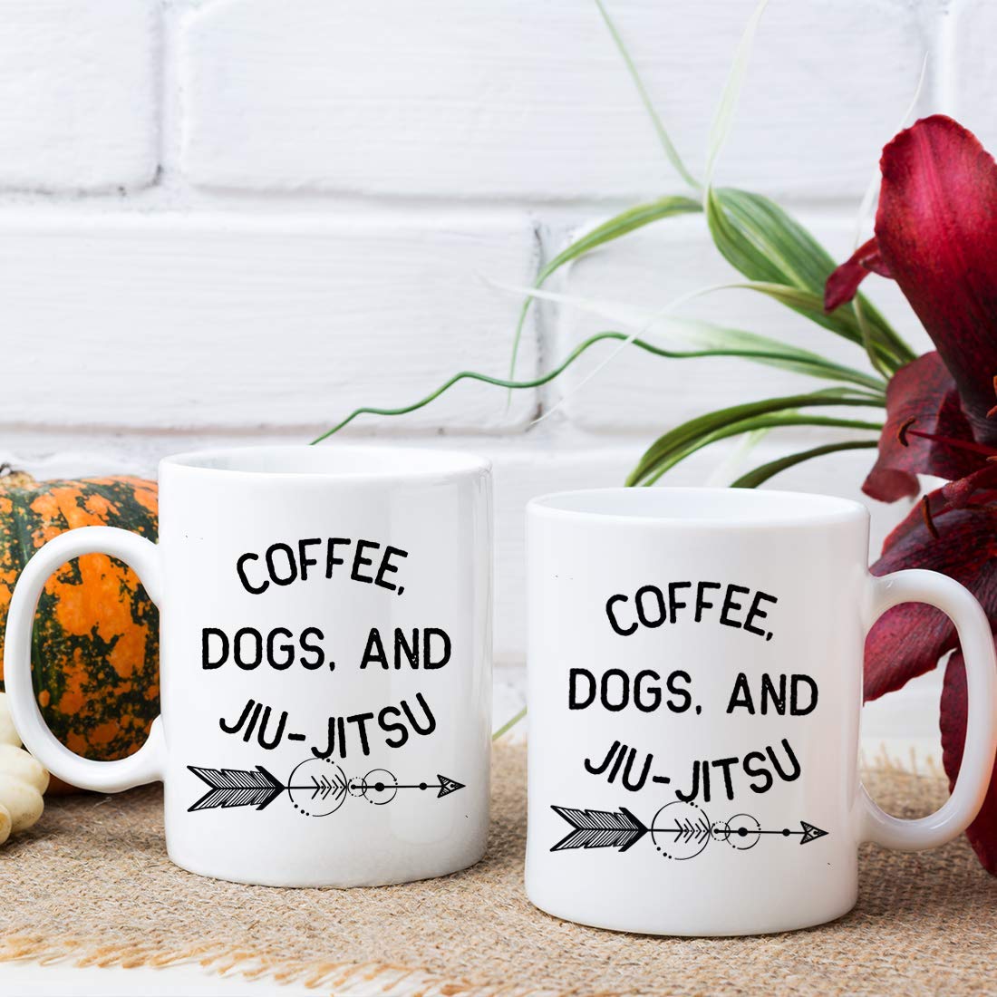 Funny Coffee Mug with Dogs & Jiu Jitsu Design - 11oz White Ceramic Cup for Coffee Lovers, Martial Arts Fans & Birthday Gifts | Perfect for Home, Office & Gym Use