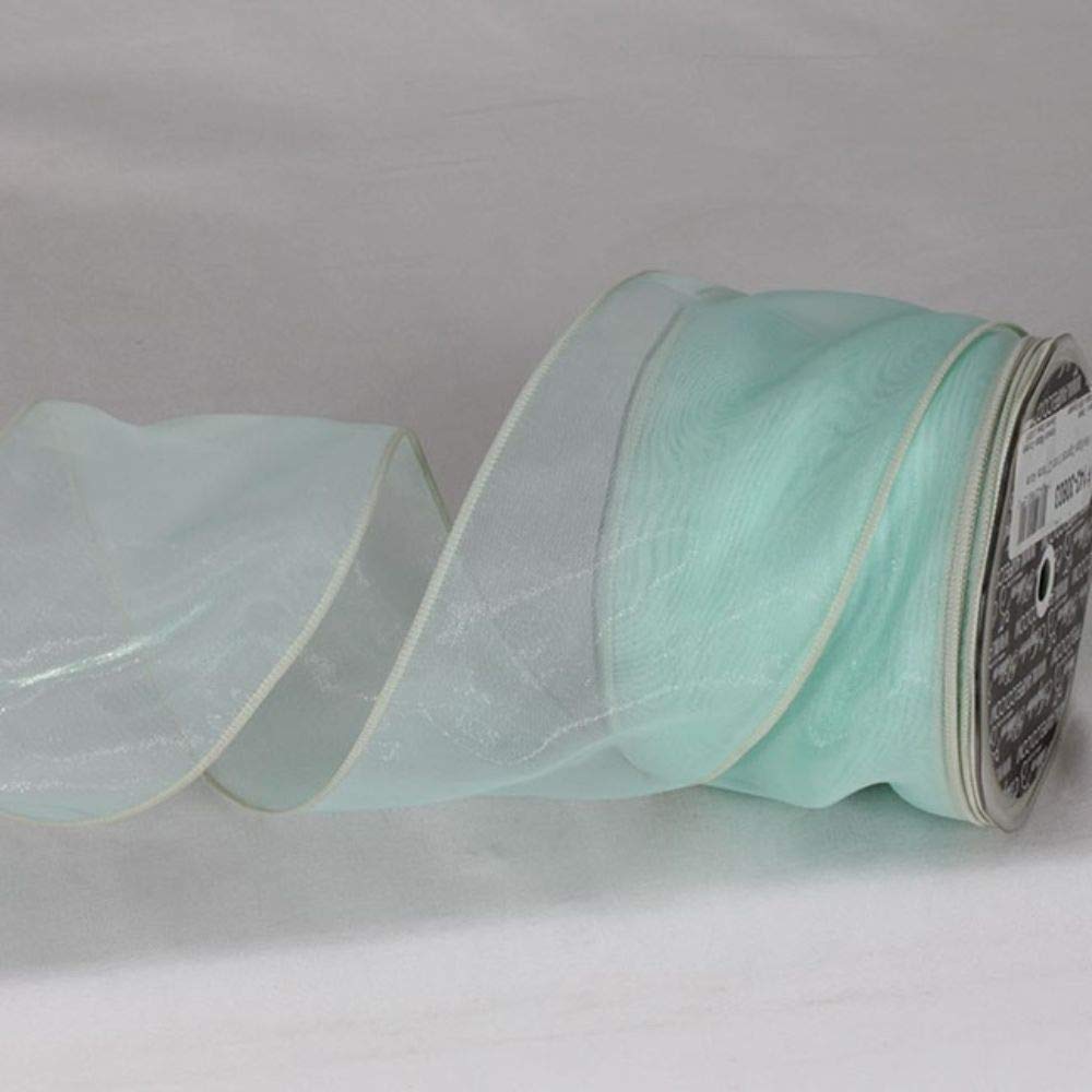 Green Wired Edge Organza Ribbon 3