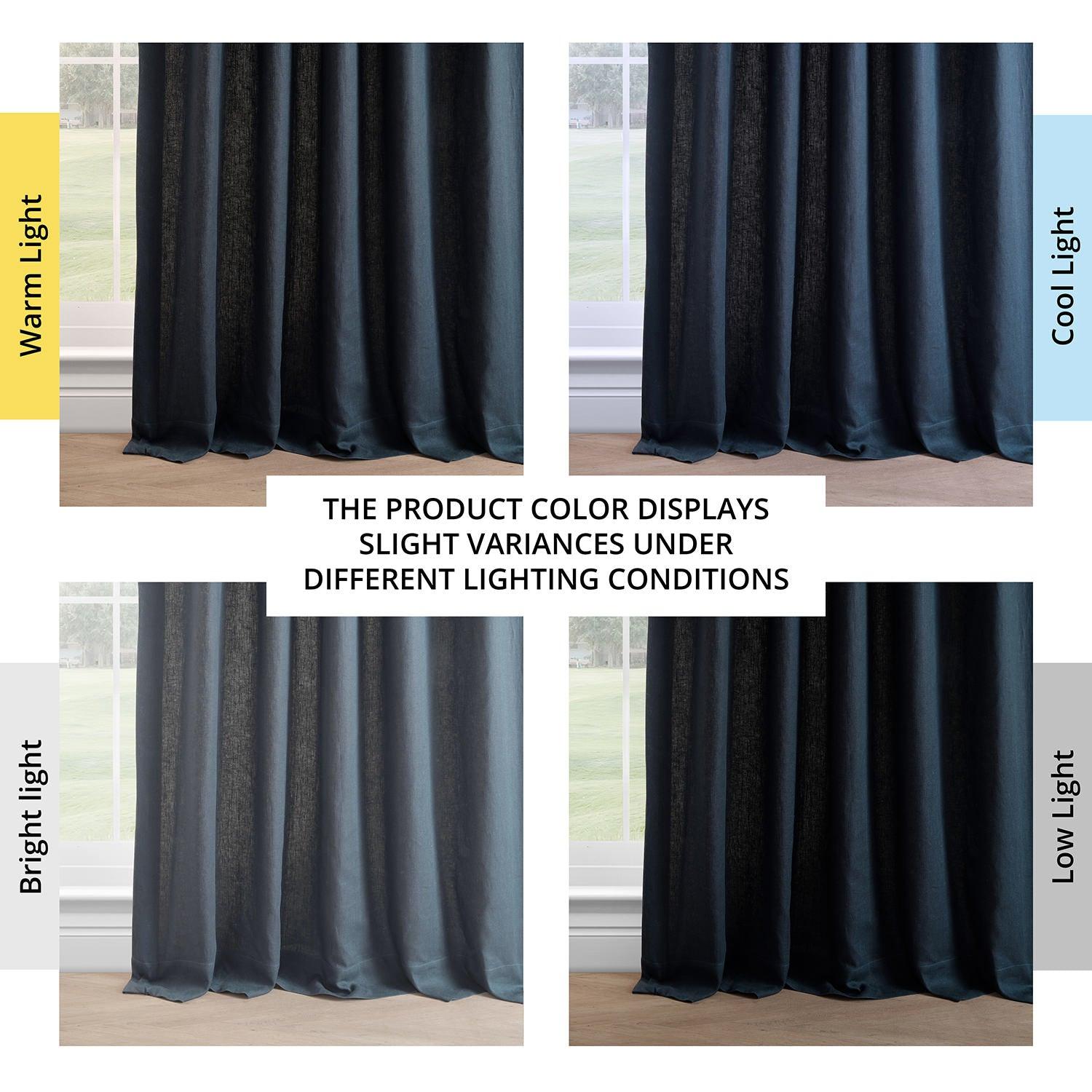 Premium French Linen Blackout Curtains - Navy Blue Thermal Insulated Window Drapes for Bedroom & Living Room - Light Blocking & Noise Reducing Home Decor