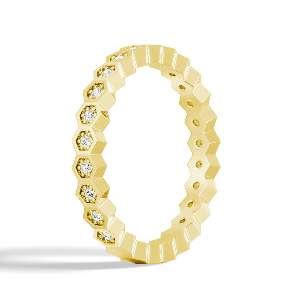 Lab Grown Diamond Half Eternity Ring - Geometric Wedding Band for Women, 14K White Gold Engagement Ring, Perfect for Anniversary, Proposal & Everyday Elegance