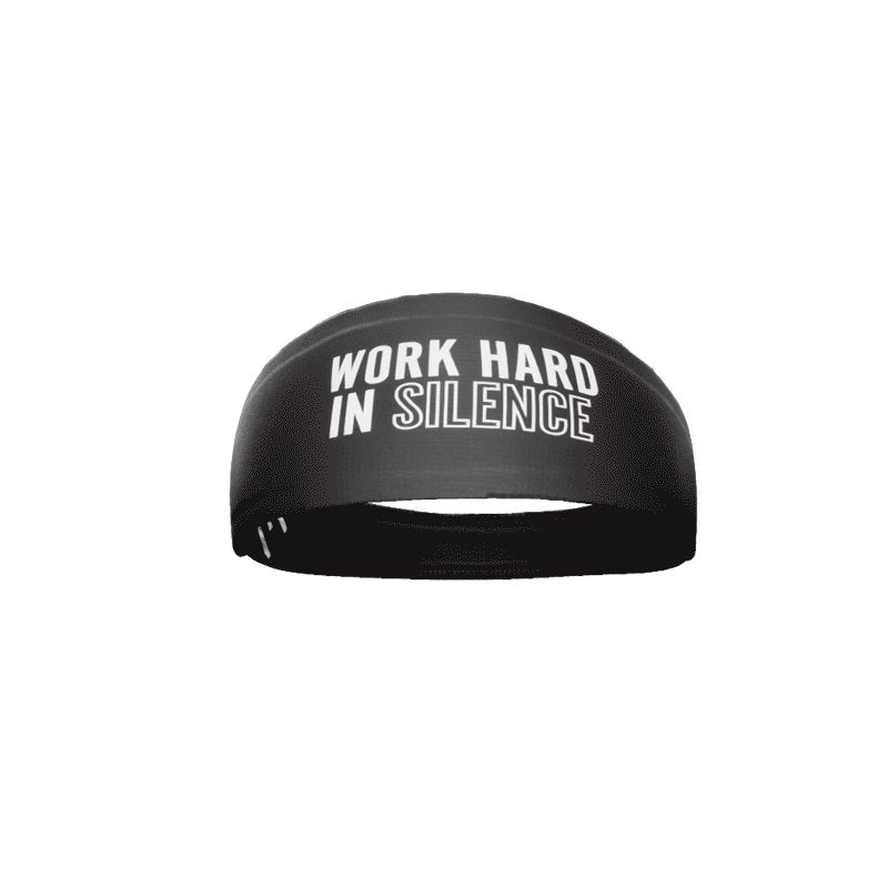 Work Hard In Silence Headband - Motivational Workout Headband for Women & Men - Sweatproof & Comfortable for Running, Yoga, Gym & Fitness
