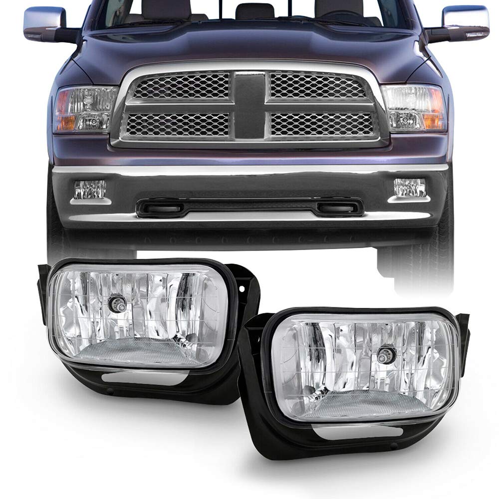 2009-2018 Dodge Ram 1500 2500 3500 Replacement Fog Lights Kit with LED Bulbs & Mounting Brackets - Perfect for Night Driving & Off-Road Adventures