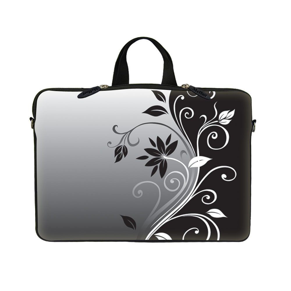 17.3 Inch Neoprene Laptop Sleeve Case with Hidden Handle - Compatible with MacBook Air, Ultrabook & Chromebook (Black Gray Swirl) - Perfect for Travel, Office & School Protection