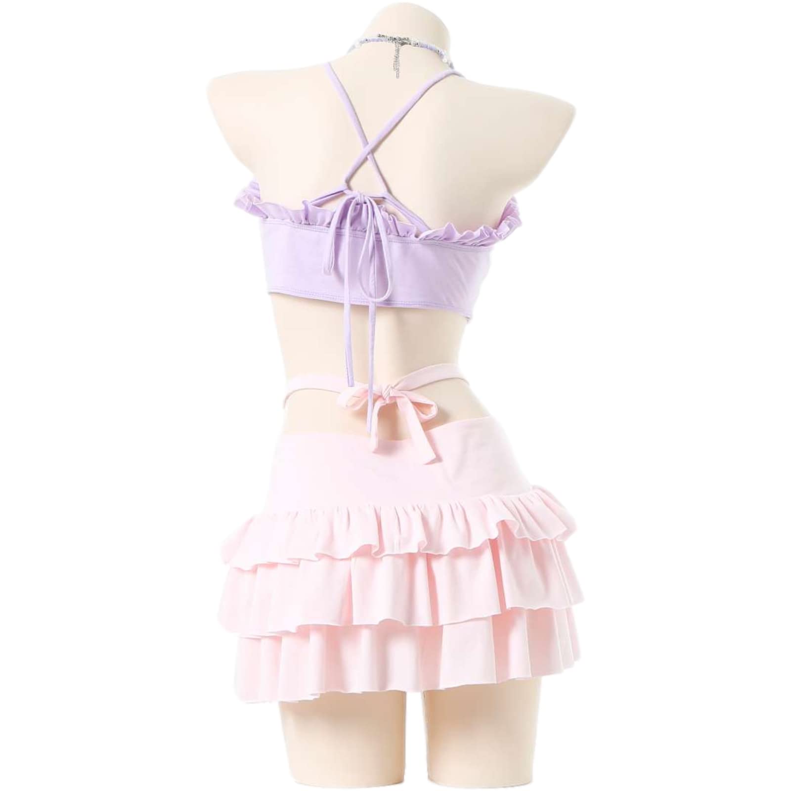 Sexy Babydoll Lingerie Set for Women - 2 Piece Kawaii Schoolgirl Outfit with Strappy Heart Tube Top and Skirt | Perfect for Valentine's Day, Romantic Nights & Role Play