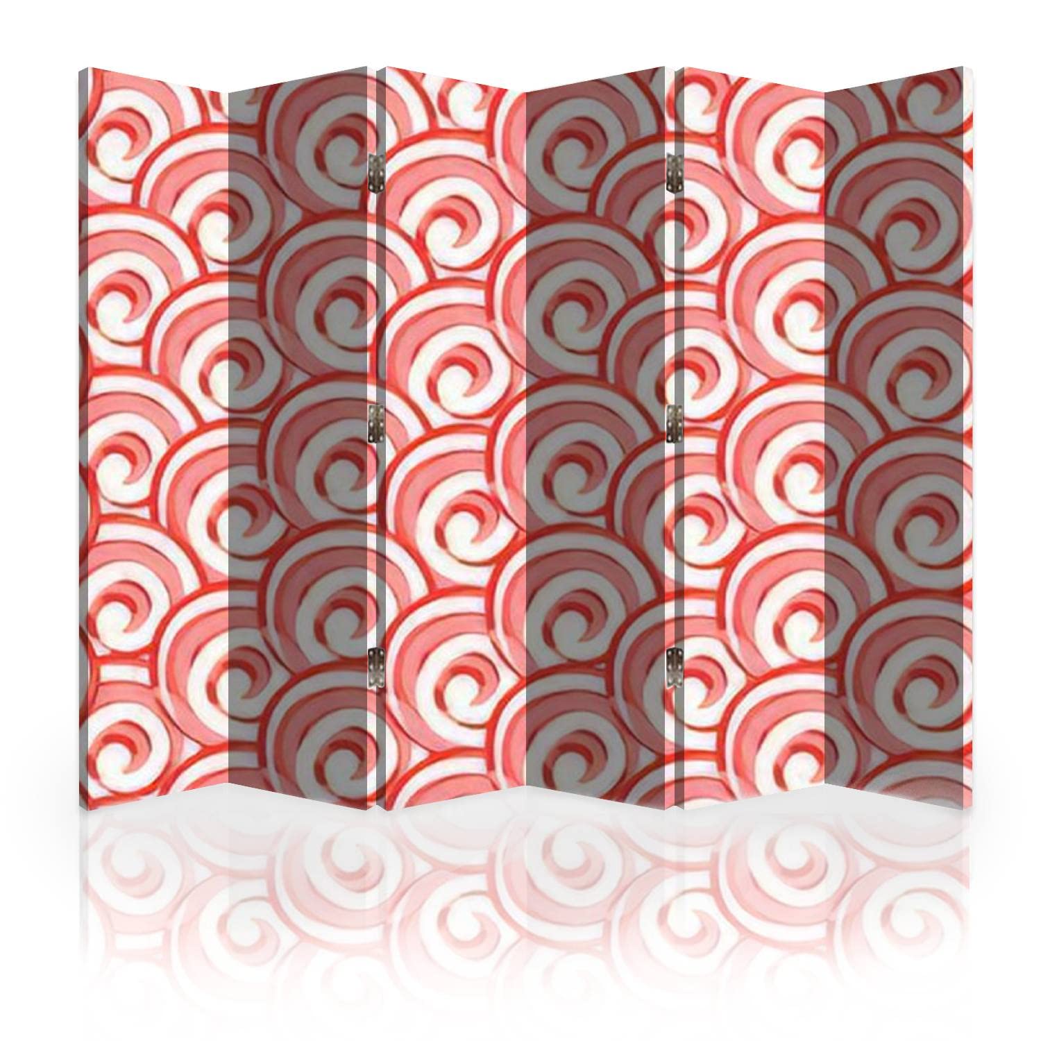 6-Panel Canvas Room Divider Screen - Candy Lollipop Print Folding Privacy Partition Wall Separator for Bedroom, Office & Living Space