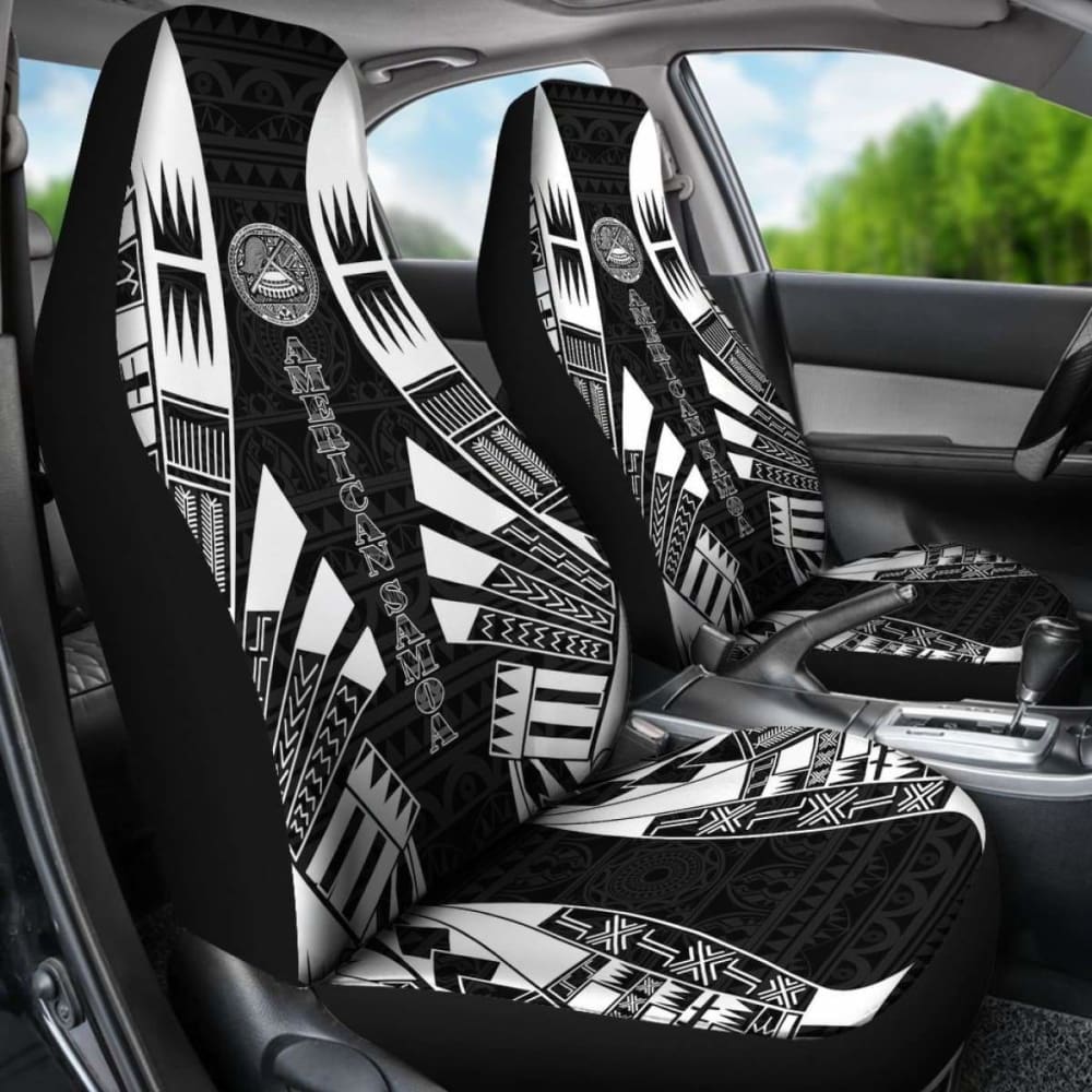 American Samoa Car Seat Covers - Polynesian Tattoo Black Design - Universal Fit for Cars, Trucks & SUVs - Durable & Stylish Protection for Your Vehicle Interior