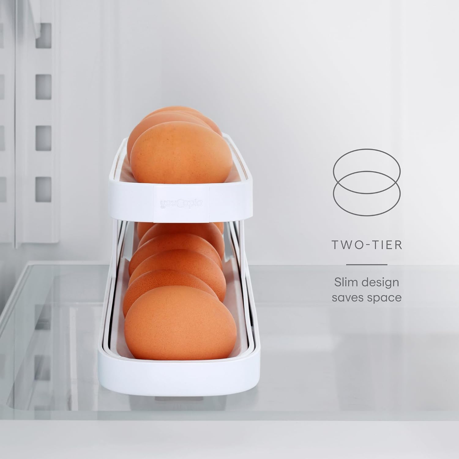 AL ZAHRA - Space-Saving Rolling Egg Dispenser for Refrigerator | Egg Storage Box & Organizer with Easy Access | Durable Fridge Egg Tray for Kitchen Organization | Perfect for Breakfast Meal Prep & Home Cooking