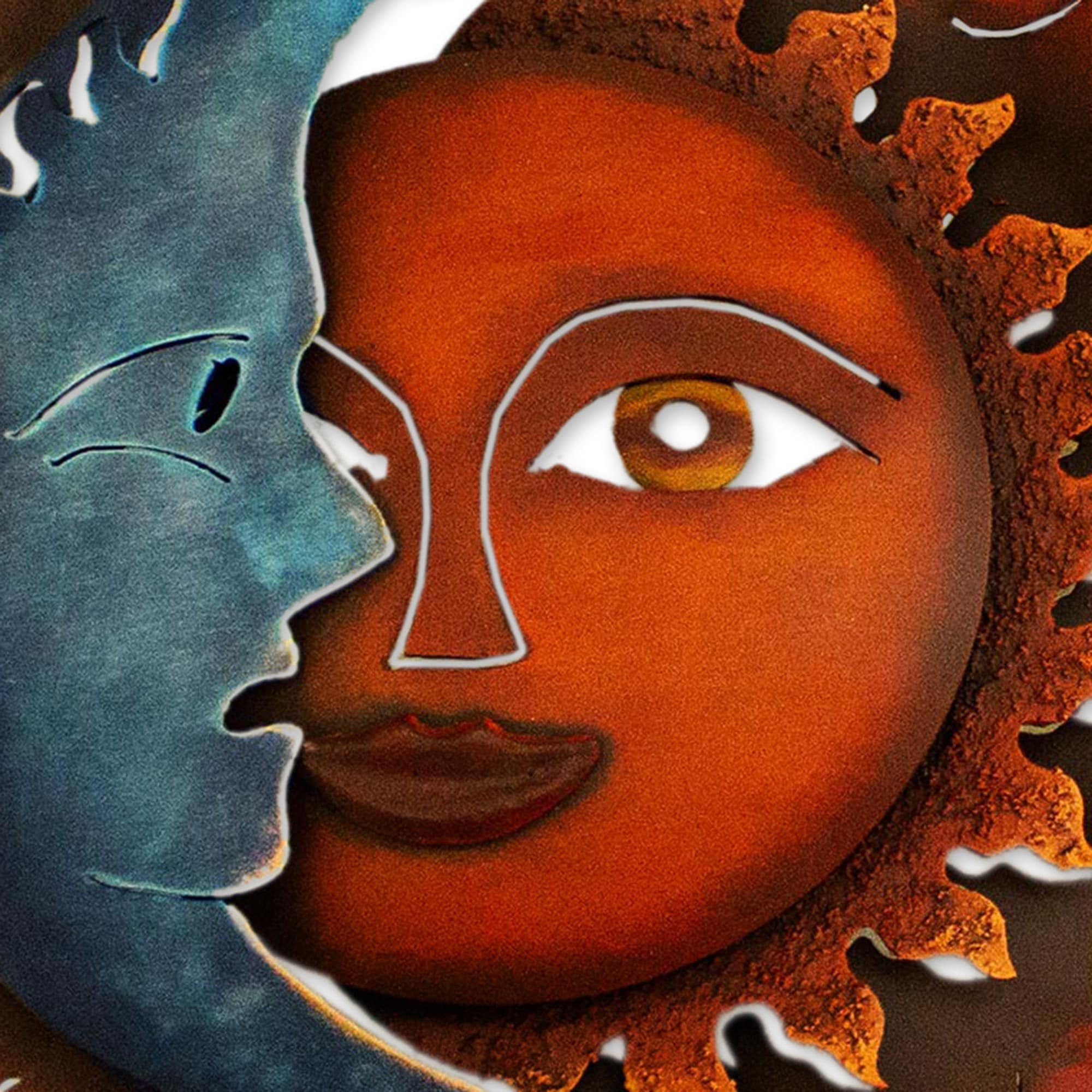 Handmade NOVICA Sun and Moon Metal Candle Holder - 'Eclipse Over Jalisco' Brown Wall Sconce for Home Decor | Perfect for Living Room, Bedroom & Outdoor Patio Lighting