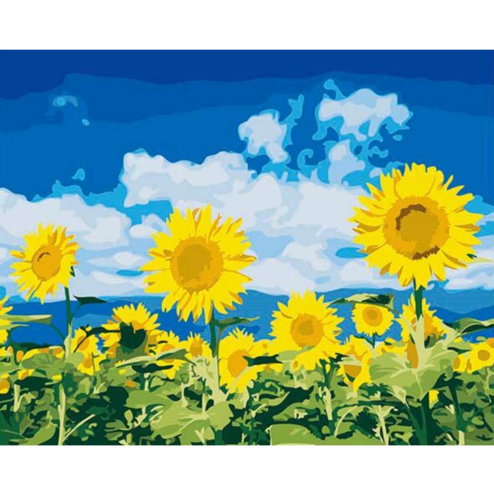 Tucocoo Sunflower & Clouds Paint by Numbers Kit for Adults & Kids - 16x20 Inch DIY Canvas Art, No Frame Included - Perfect for Home Decor, Gifts, and Relaxation Therapy