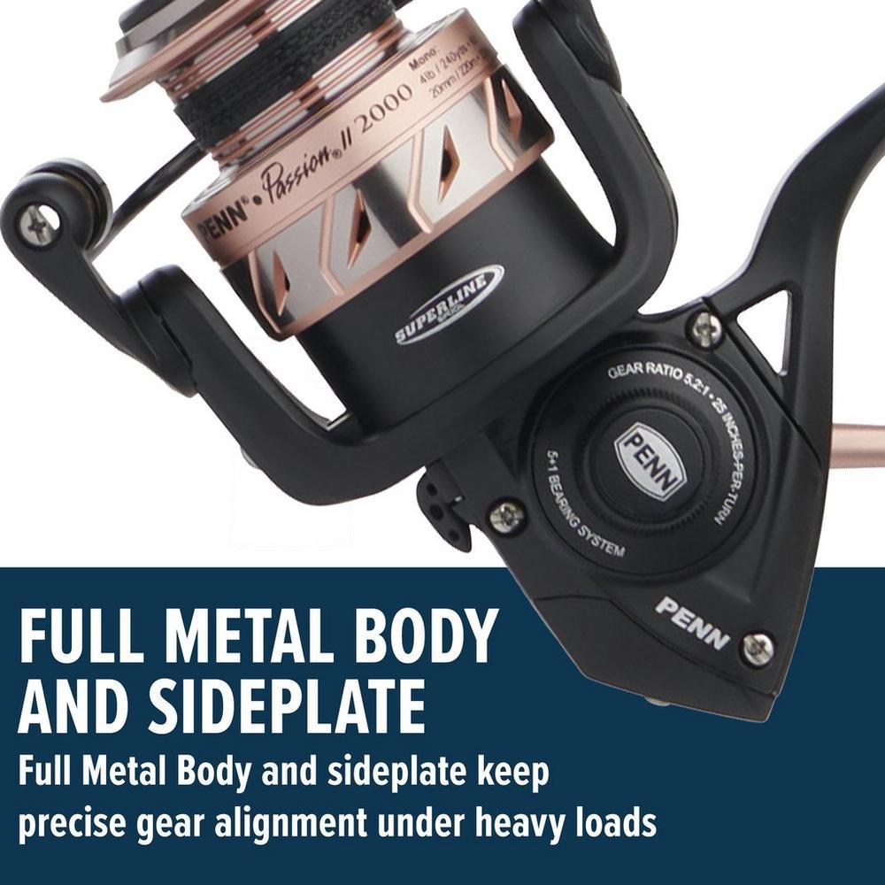 Penn Passion II Spinning Fishing Rod and Reel Combo - Lightweight Graphite Freshwater/Saltwater Fishing Gear for Bass, Trout, and Walleye - Perfect for Shore Fishing, Boat Angling, and Kayak Adventures