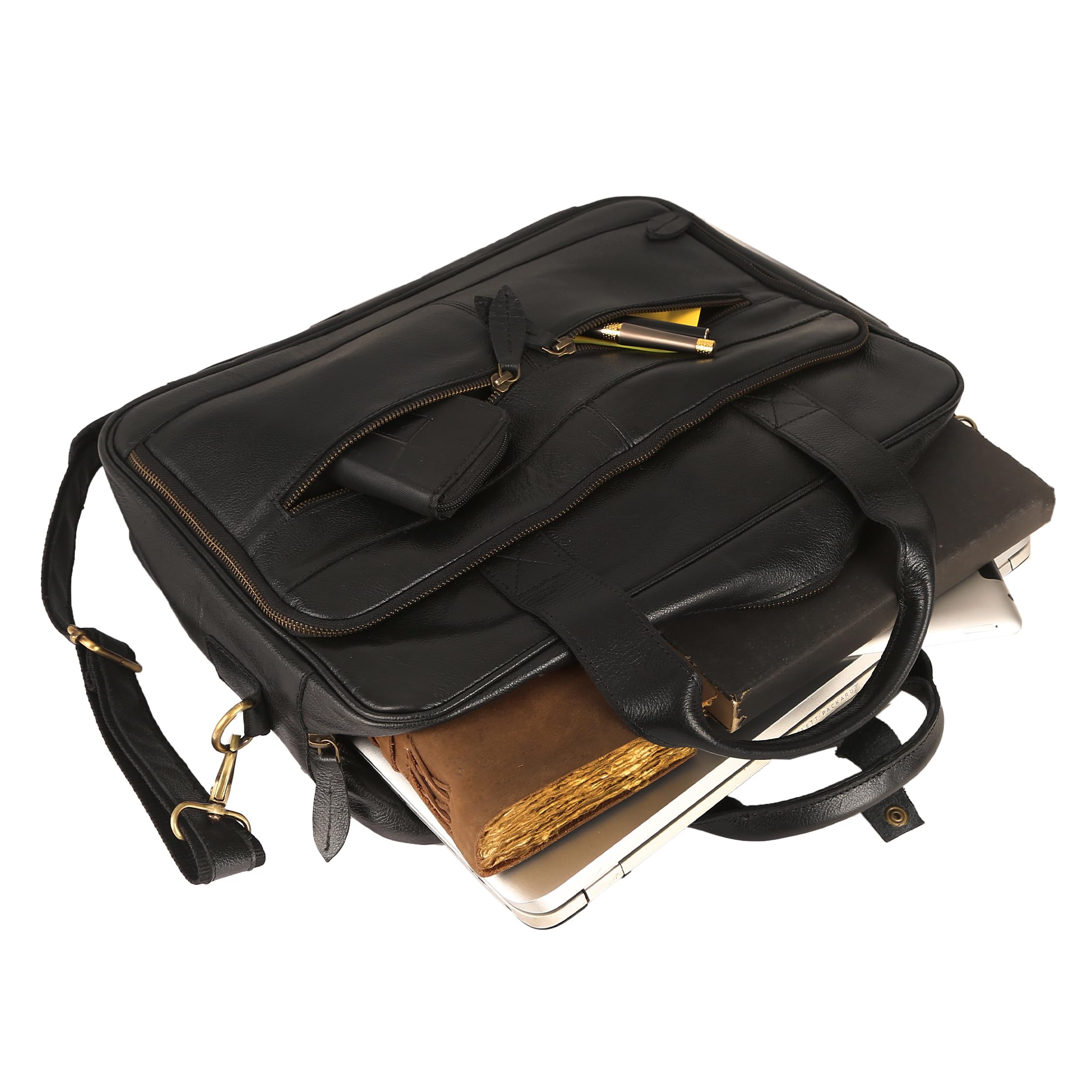 Custom Engraved Leather Briefcase for Men - Personalized Monogram Laptop Bag (18 Inch XL) - Perfect for Business Professionals, Groomsmen Gifts & Christmas Presents - Ideal for Office Commute, Business Travel & Corporate Events