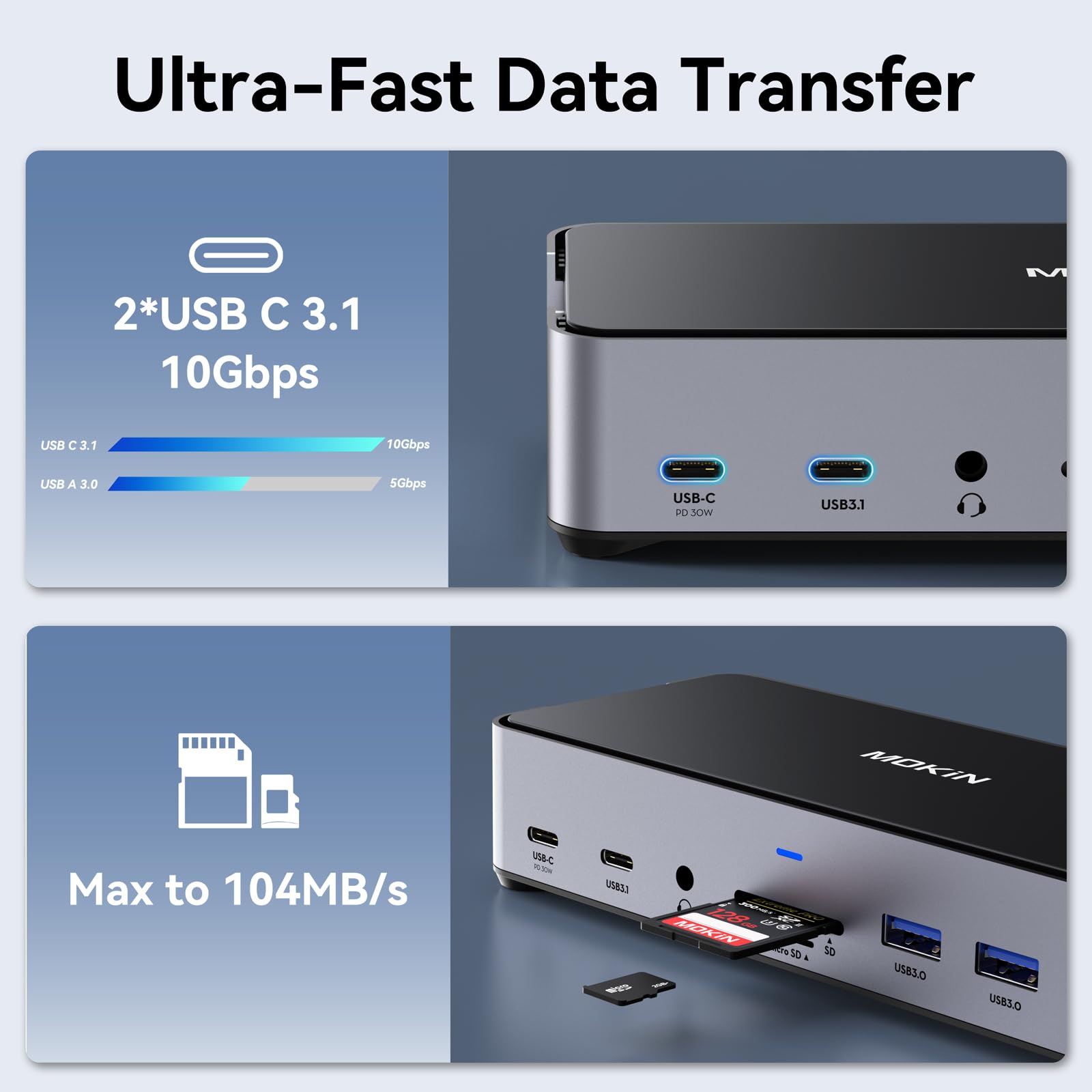 8K USB C Laptop Docking Station - 15-in-1 Triple Monitor Dock with HDMI, DisplayPort, 100W PD, 6 USB Ports, Ethernet, SD/TF Card Reader - Compatible with Dell/HP/MacBook/Lenovo - Perfect for Home Office, Gaming & Multi-Screen Workstations