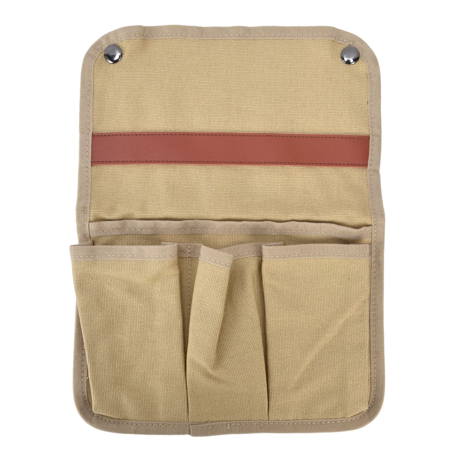 **Portable Waterproof Armrest Organizer with 4 Pockets – Hanging Canvas Storage Bag for Outdoor Camping, Beach, Home & Folding Chairs – Perfect for Phones, Books & Essentials (Khaki)**