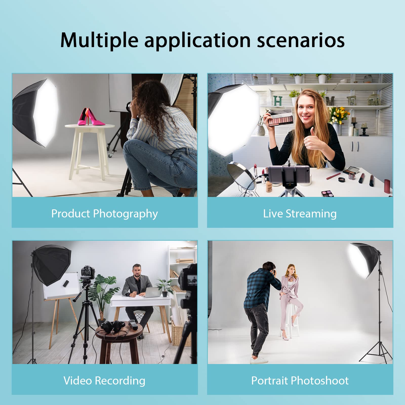GARVEE 2-Pack 135W 5500K Continuous Lighting Softbox Kit for Photography - Perfect for Studio, Portrait, and Product Photography