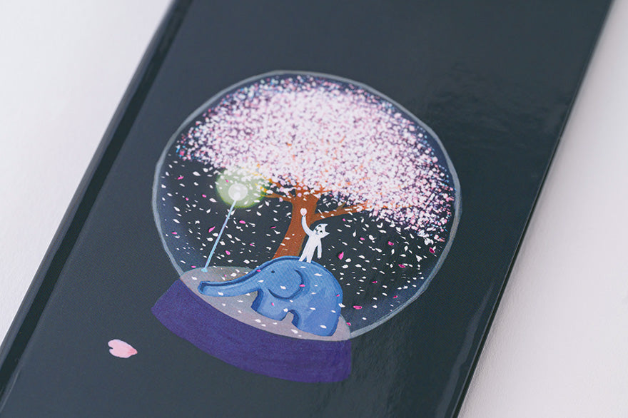 Hobonichi Techo 2025 Planner - Hiroko Kubota Night Cherry Blossom Snow Globe Weeks Hardcover, Weekly Horizontal Layout, January Start, Monday Start, English Edition | Perfect for Journaling, Planning & Gift Giving