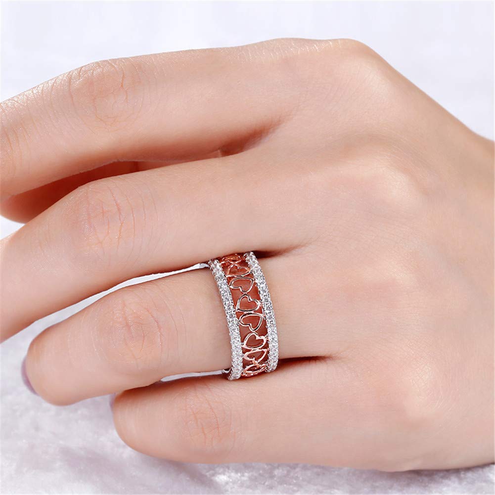 Jeulia Rose Gold & White Gold Two Tone Engagement Ring Set for Women - Round Cut Diamond Bridal Wedding Band Stackable Rings - Anniversary Promise Rings with Jewelry Gift Box - Perfect for Proposals, Weddings & Romantic Gifts