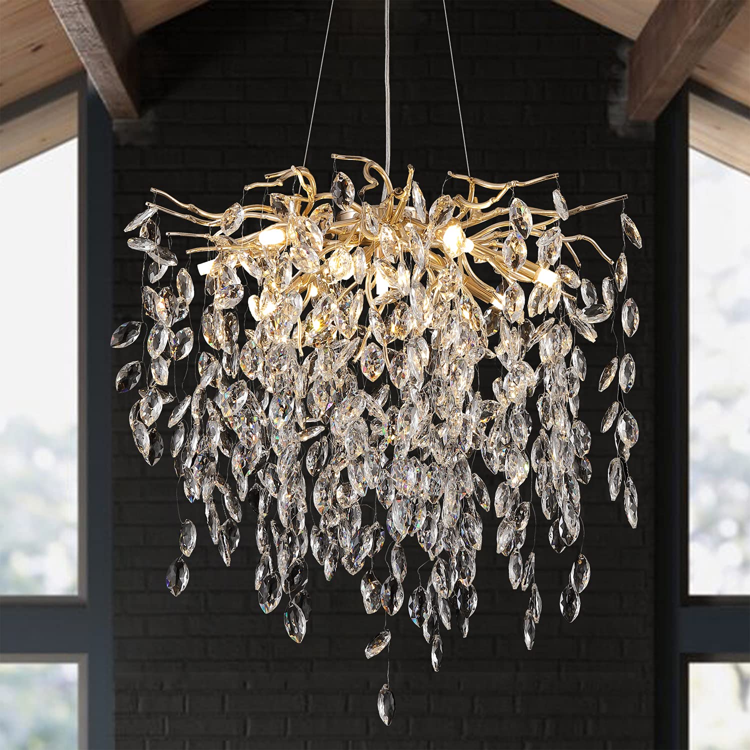 Modern Gold Crystal Chandelier - 23.6