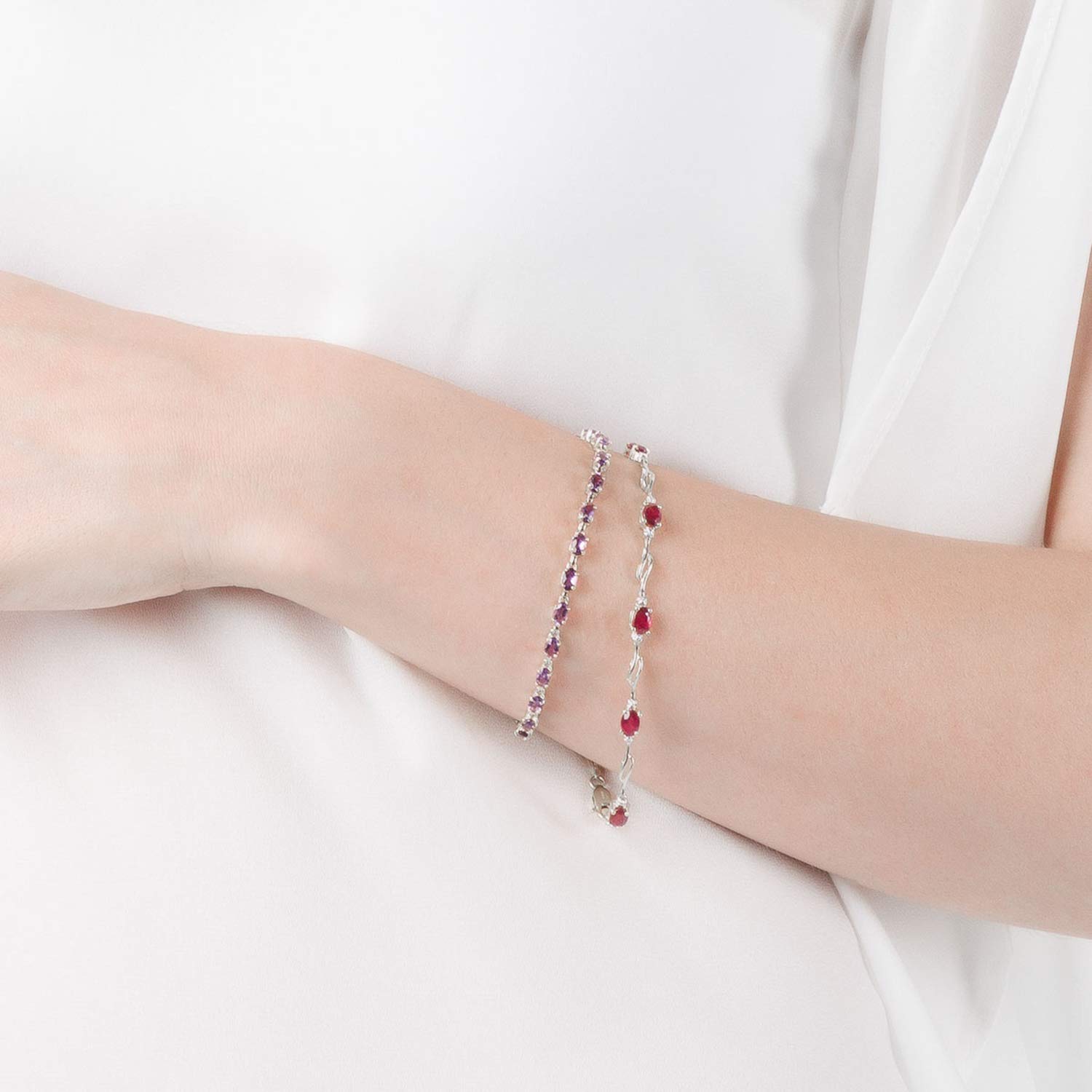 14K Solid Gold Tennis Bracelet with 4.21ct Ruby & Diamonds | Galaxy Gold GG | Elegant Jewelry for Women | Perfect for Weddings, Parties & Special Occasions