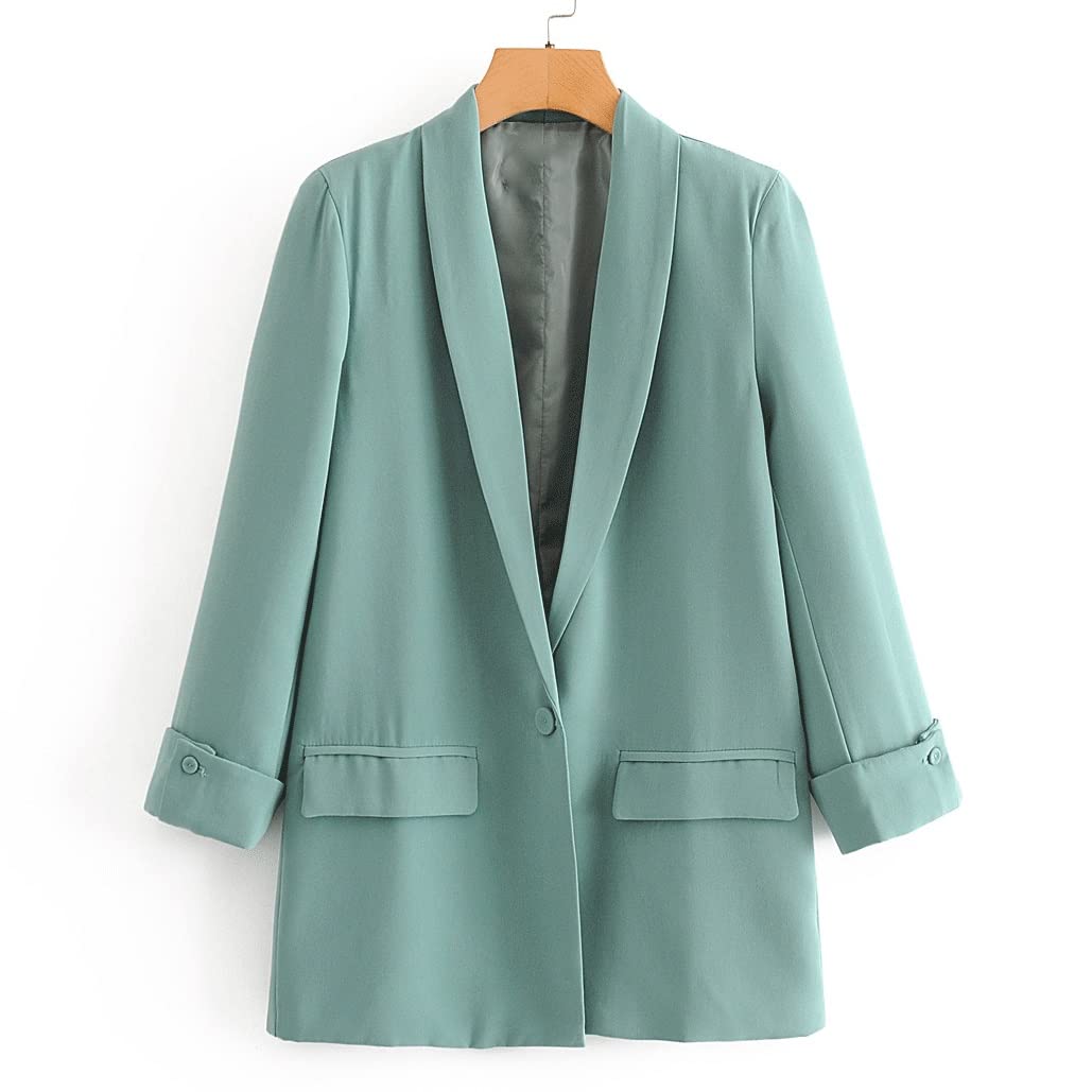 WDBBY Women's Spring Jacket - Shawl Collar Single Button Blazer Coat for Casual Wear | Office Outfits & Spring Fashion | (Color: A, Size: S)