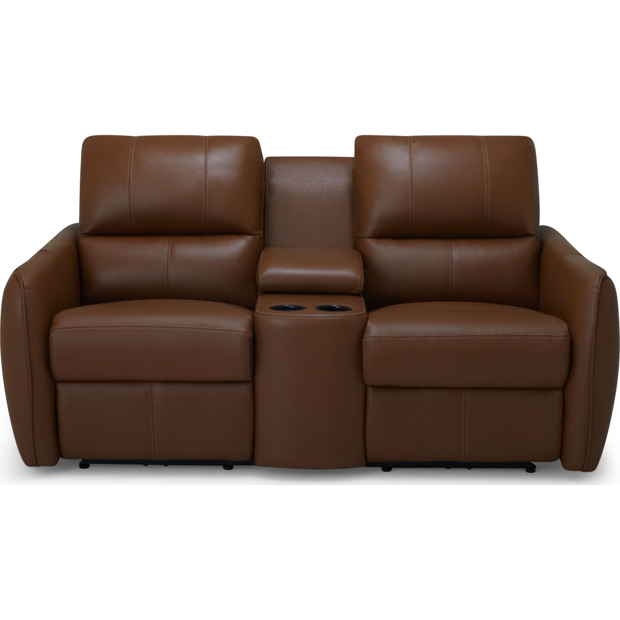 Arlo Power Reclining Loveseat with Console - Valencia Biscotti Fabric - Modern Recliner Sofa for Living Room, Home Theater & Small Spaces