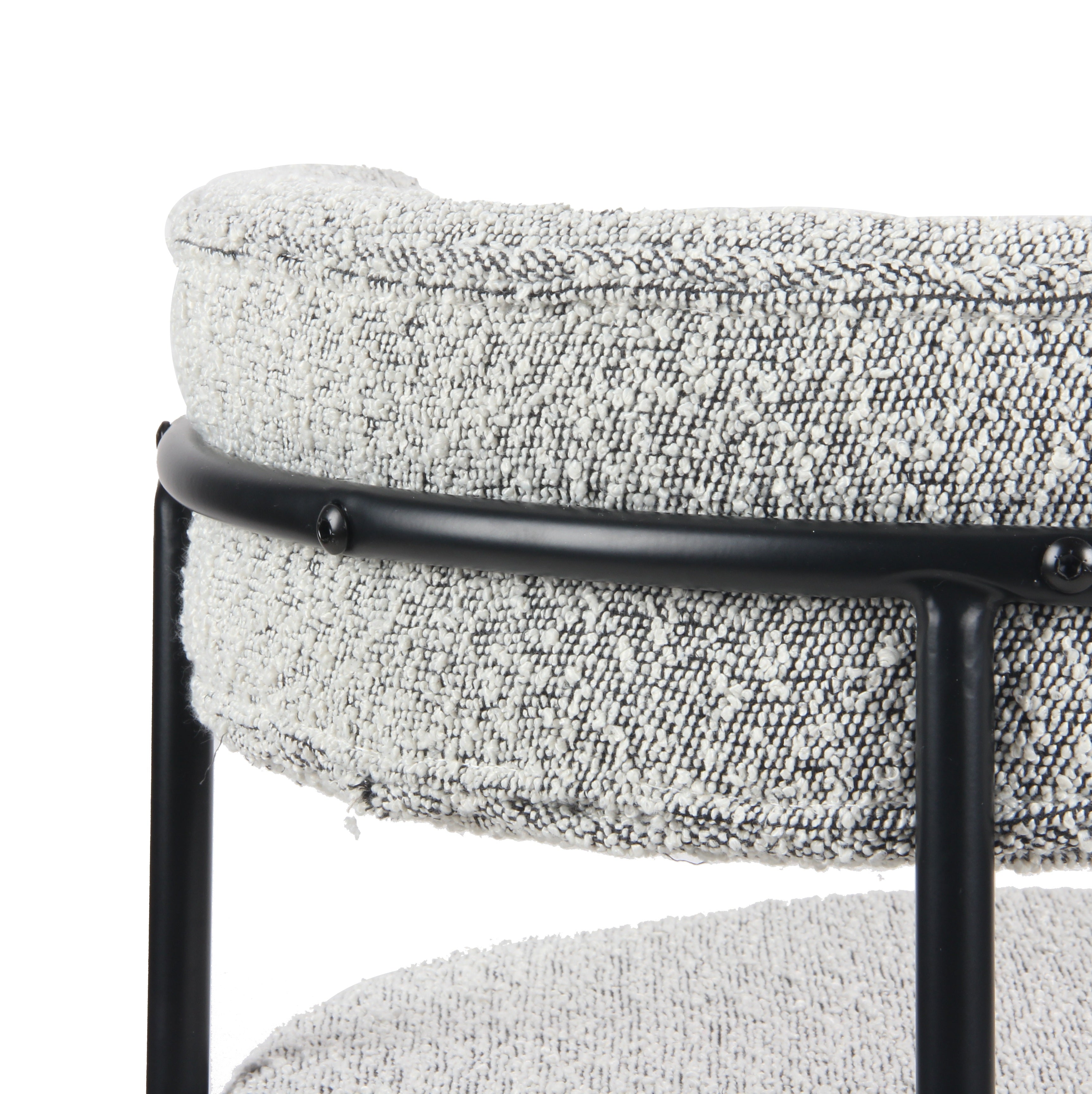Roundhill Furniture Burbank Modern Round Boucle Dining Chairs, Set of 2 - Mid Century Style Upholstered Seating for Kitchen, Dining Room & Breakfast Nook - Comfortable & Stylish Home Decor