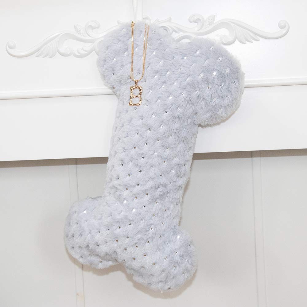 Personalized Pet Dog Christmas Stocking - Durable Holiday Stocking for Dogs, Custom Pet Gift for Family Decor (Grey) - Perfect for Fireplace Mantel, Christmas Tree Decorations & Pet Lover Gifts