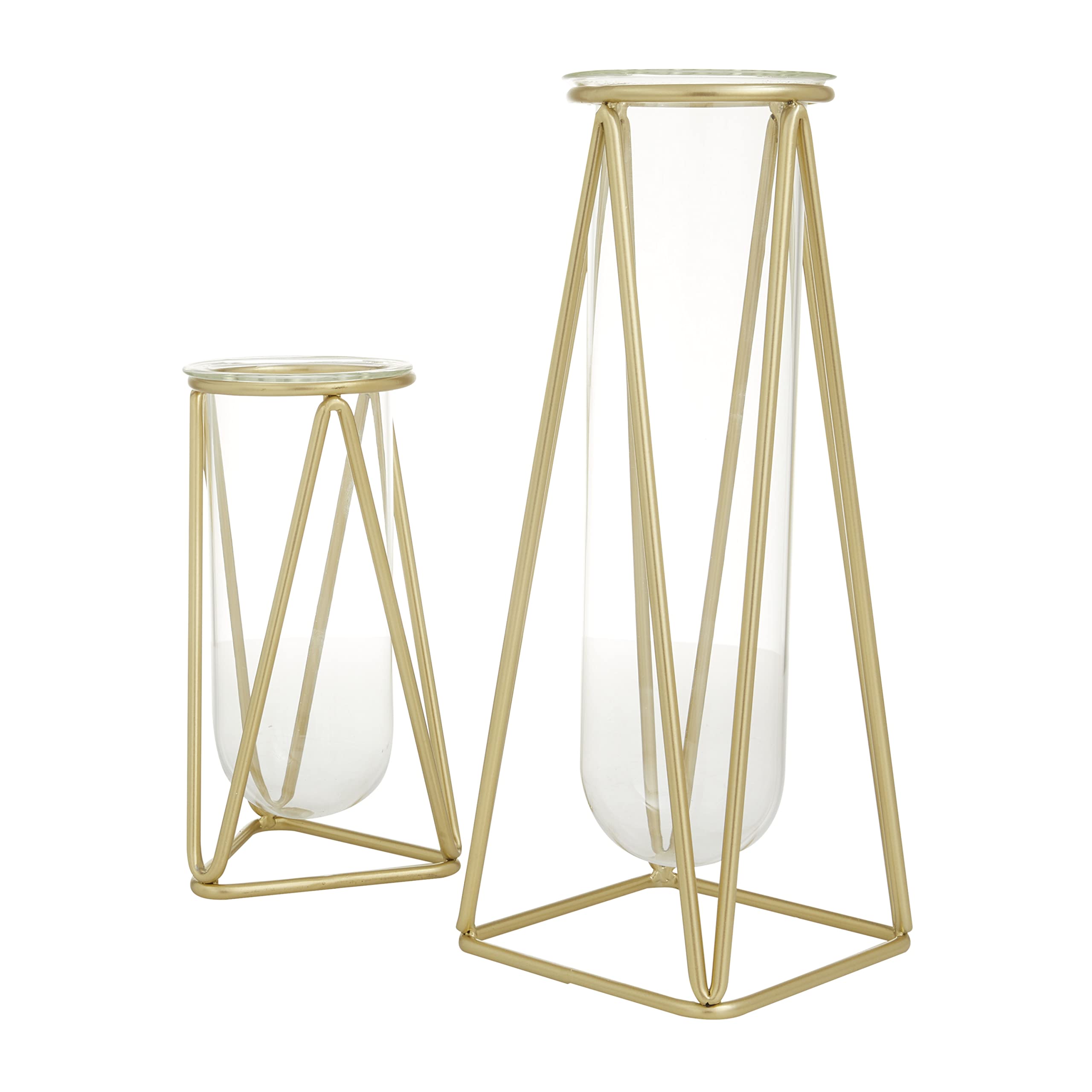 Deco 79 Modern Glass Vase Set of 2 with Gold Metal Stand - 9