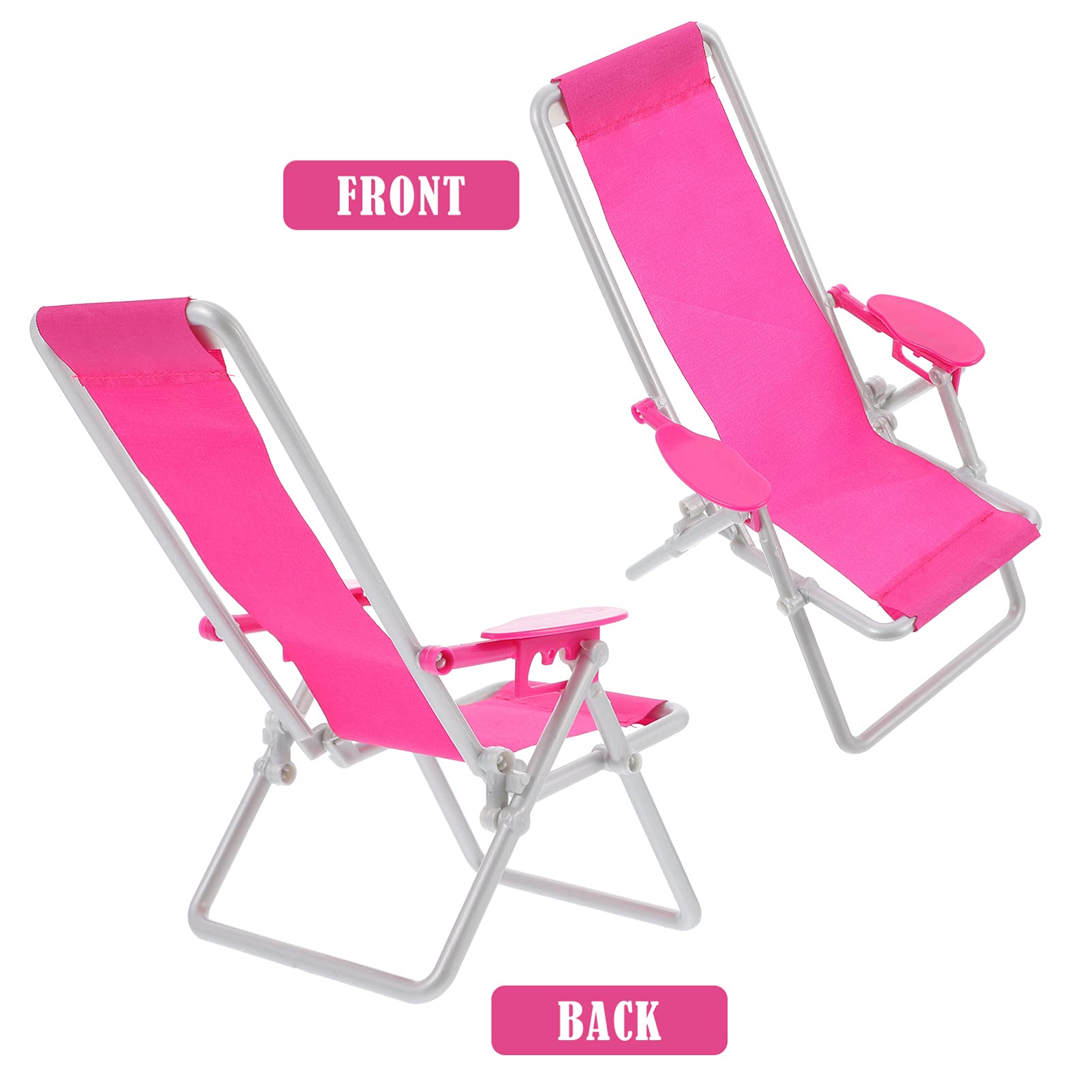 Toyvian 3-Piece Miniature Foldable Beach Chair Set - Dollhouse Furniture, Mini Deck Chair, Lounge Chair for Dolls - Perfect for Beach Scenes, Poolside Decoration & Dollhouse Accessories