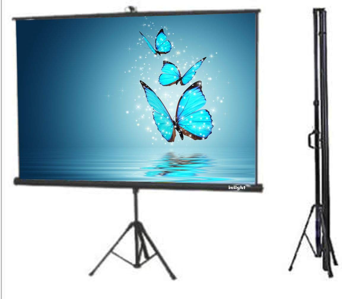 Inlight Cineview 8ft x 6ft Tripod Projector Screen - 120 Inch Diagonal 4:3 Ratio, Full HD 1080P, UHD 3D 4K 8K Compatible - Portable Stand Included (White) - Perfect for Home Theater, Outdoor Movies, Classroom Presentations & Office Meetings