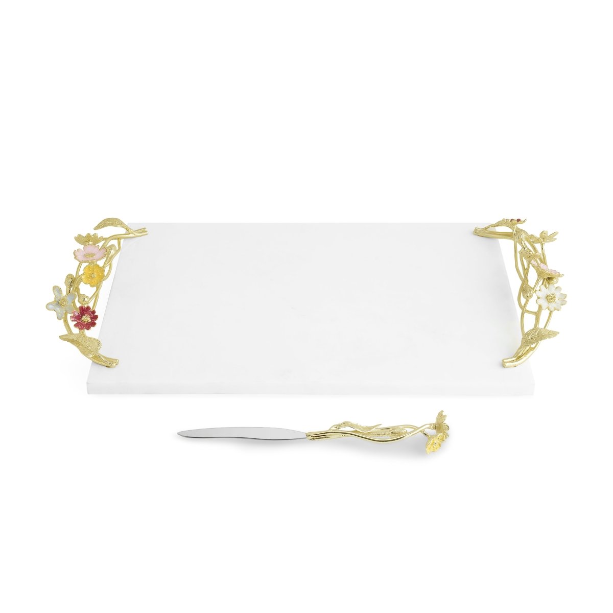 Premium Wildflowers Cheese Board Set with Stainless Steel Knife - Perfect for Wine & Cheese Parties, Charcuterie, and Entertaining Guests